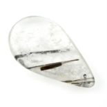 An pear-shape tourmalinated quartz, with drill hole, weight 60.53cts.