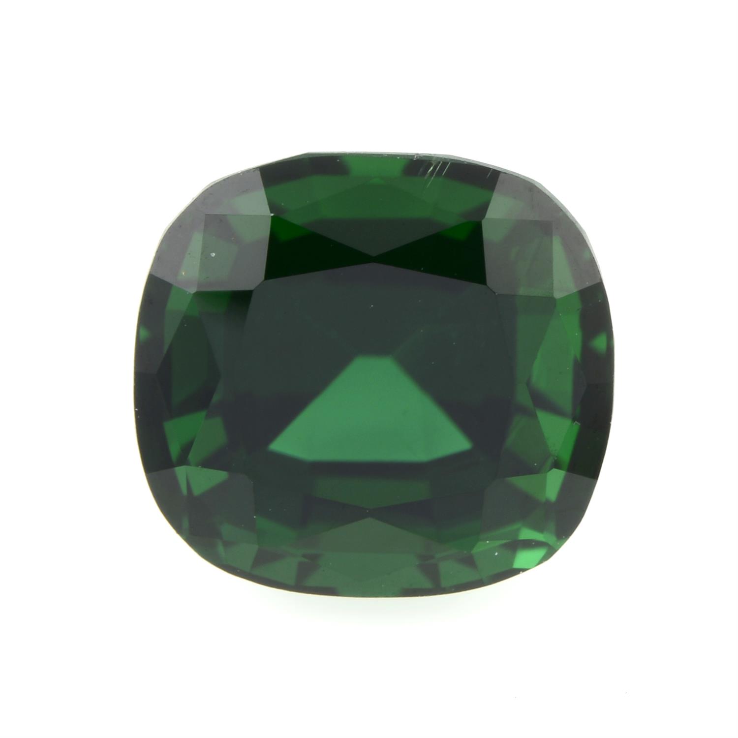 A cushion-shape green tourmaline, weight 5.56cts.