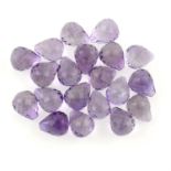 A selection of pear-shape half-drilled teardrop briolette amethysts, total weight 90.00cts