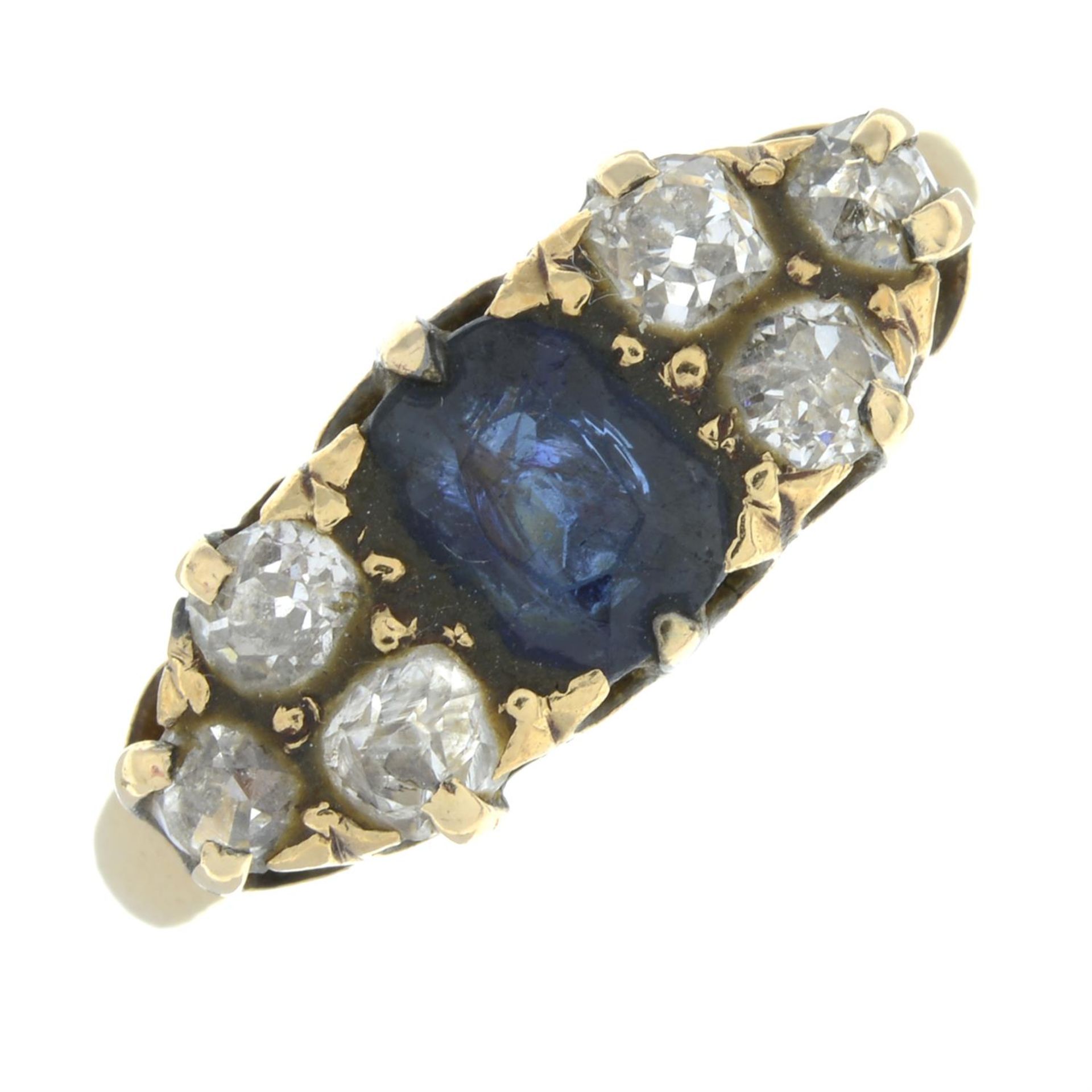 A late Victorian 18ct gold sapphire and old-cut diamond dress ring.