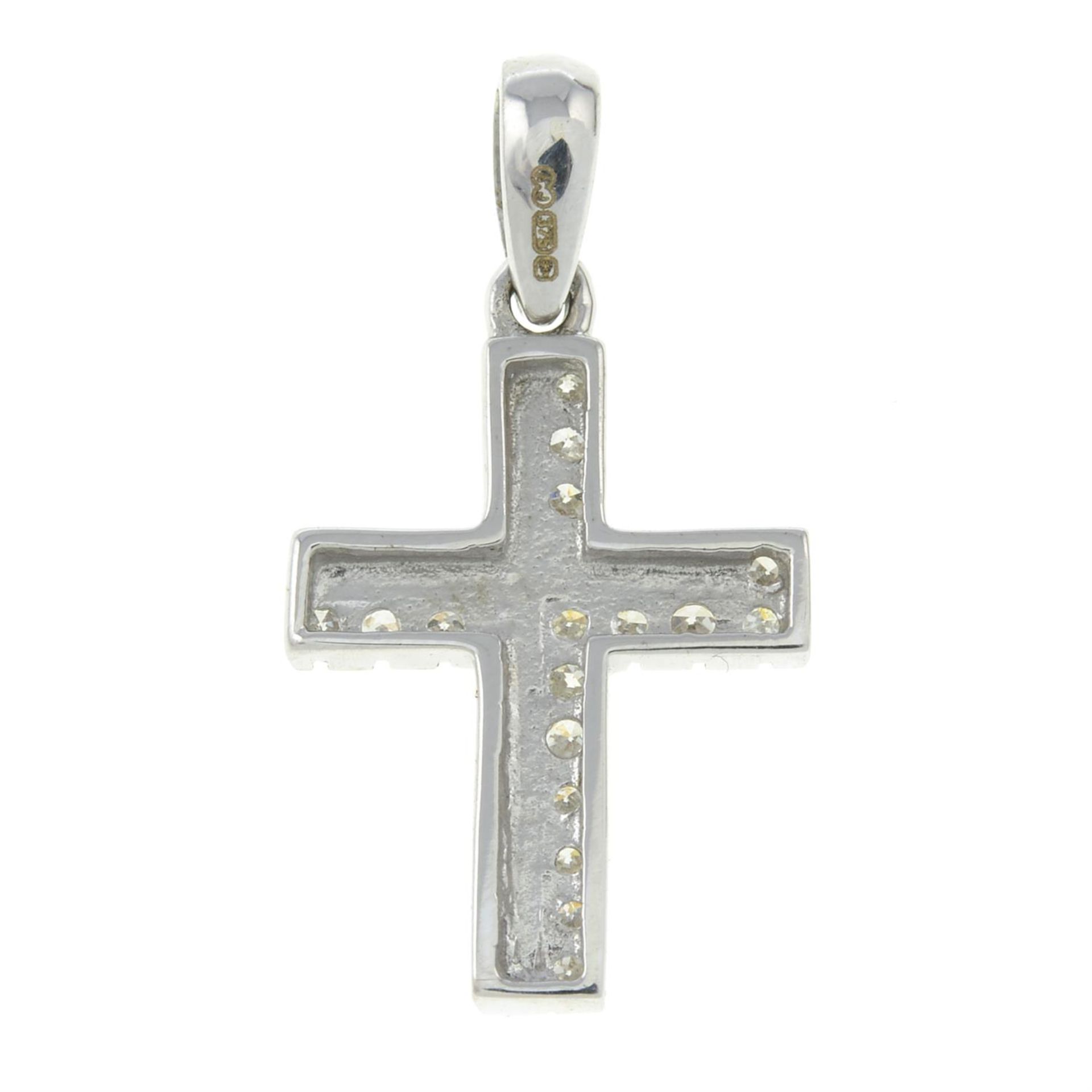 A 9ct gold brilliant-cut diamond cross pendant. - Image 2 of 2