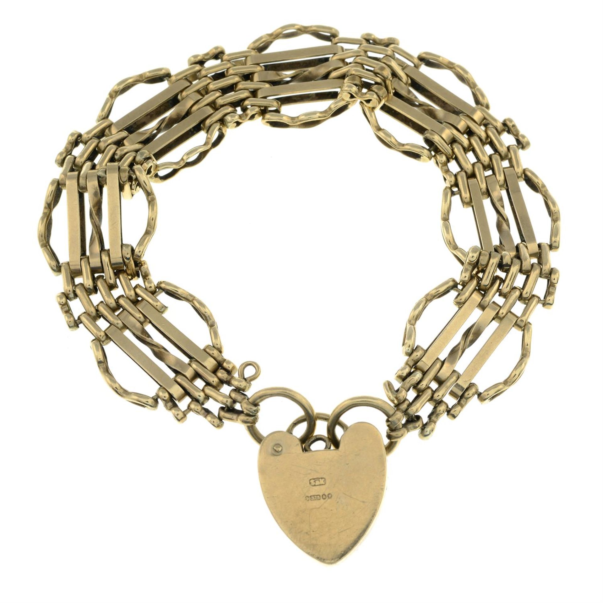 A 9ct gold gate bracelet, with heart-shape padlock clasp. - Image 2 of 2