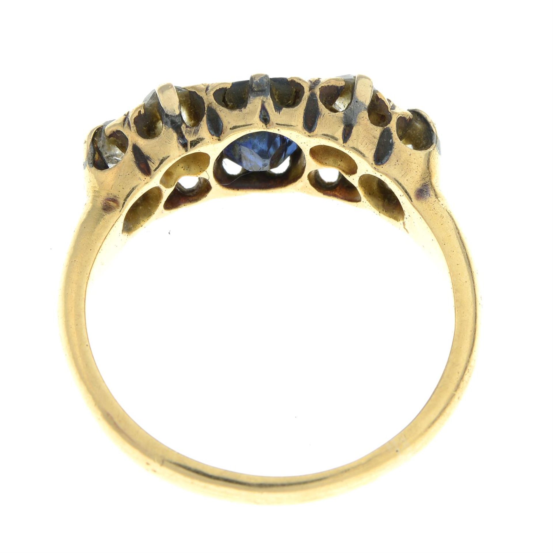 A late Victorian 18ct gold sapphire and old-cut diamond dress ring. - Image 2 of 2