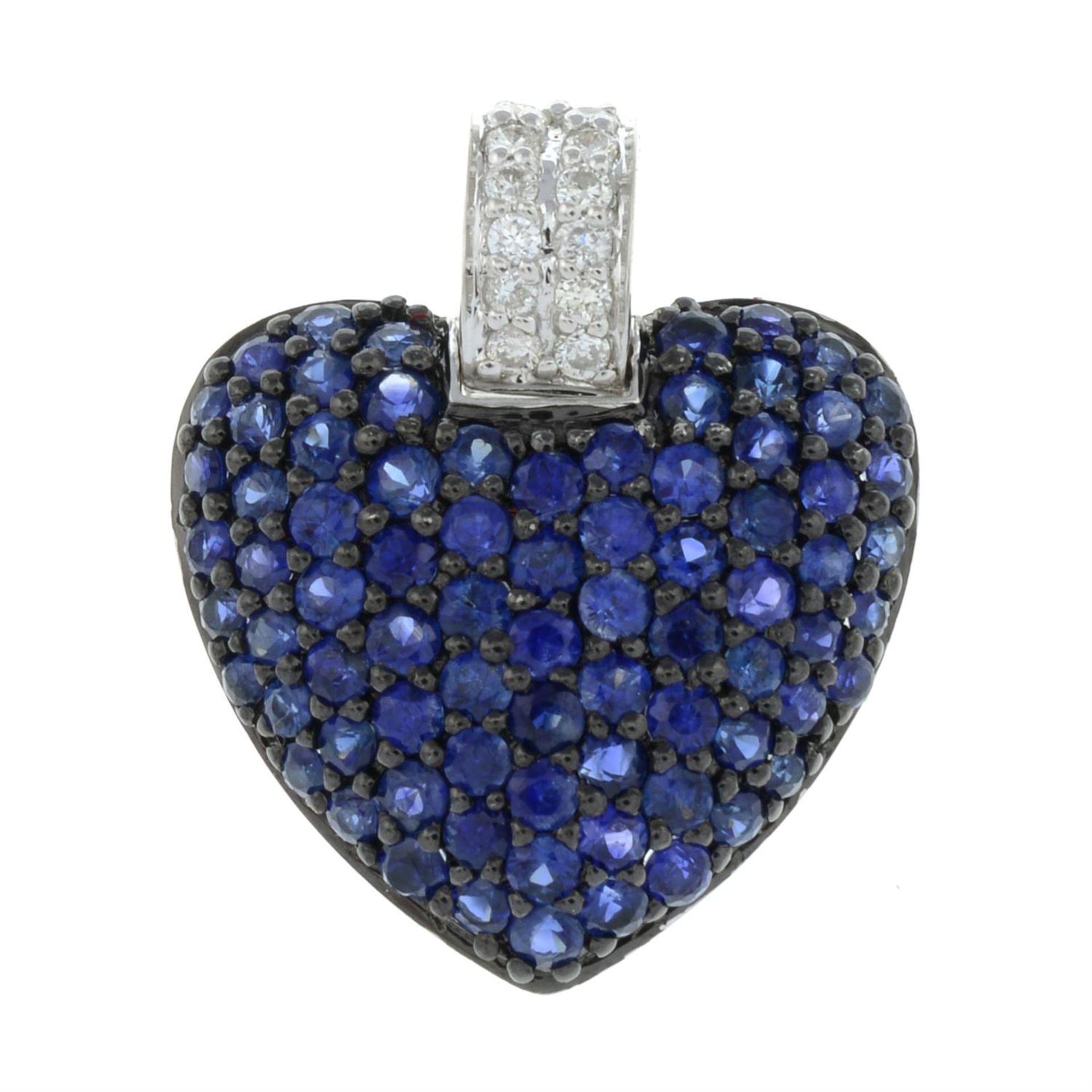 An 18ct gold sapphire and diamond heart pendant.