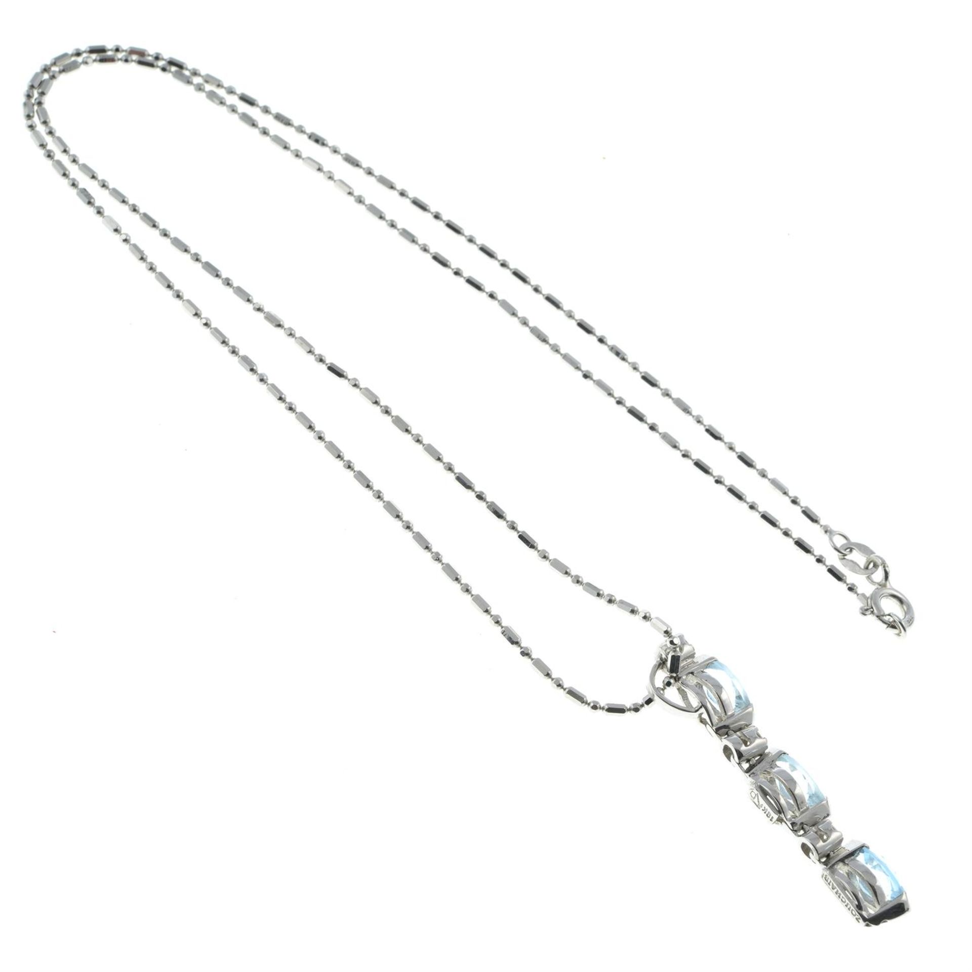 A blue topaz and brilliant-cut diamond articulated pendant, with chain. - Image 2 of 2