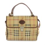 BURBERRY - a vintage Nova check top handle Kelly bag.