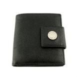 BULGARI - a black leather bifold wallet.