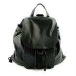 BOTTEGA VENETA - a black leather Intrecciato backpack.