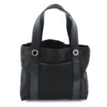 BULGARI - a black monogram canvas tote.