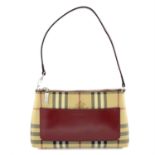 BURBERRY - a Horseferry canvas and red leather shoulder bag.