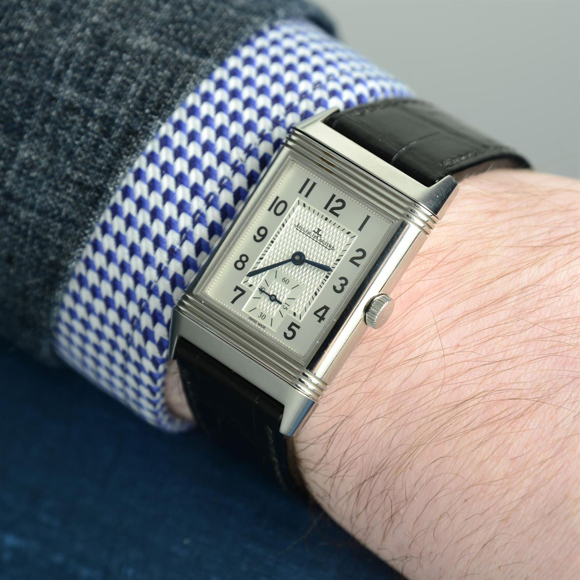 JAEGER-LECOULTRE - a stainless steel Reverso wrist watch, 25x38mm - Image 6 of 7