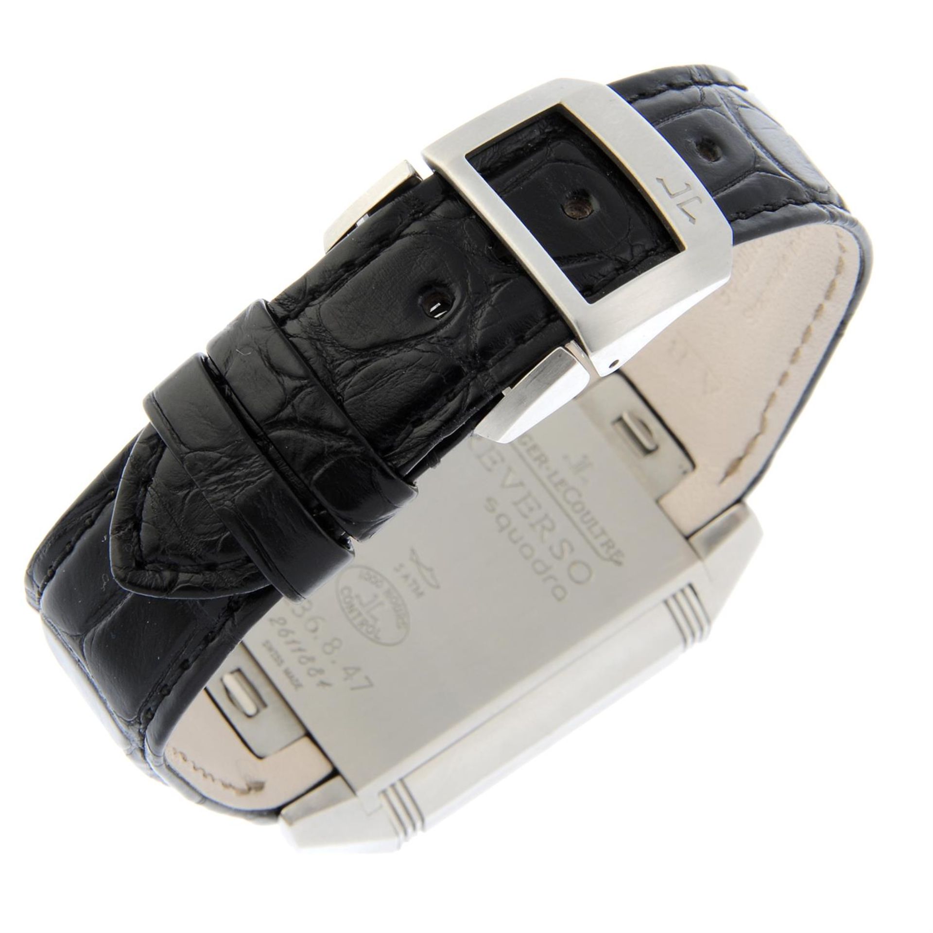 JAEGER-LECOULTRE - a factory diamond set stainless steel Reverso Squadra wrist watch, 31x35mm. - Image 2 of 6