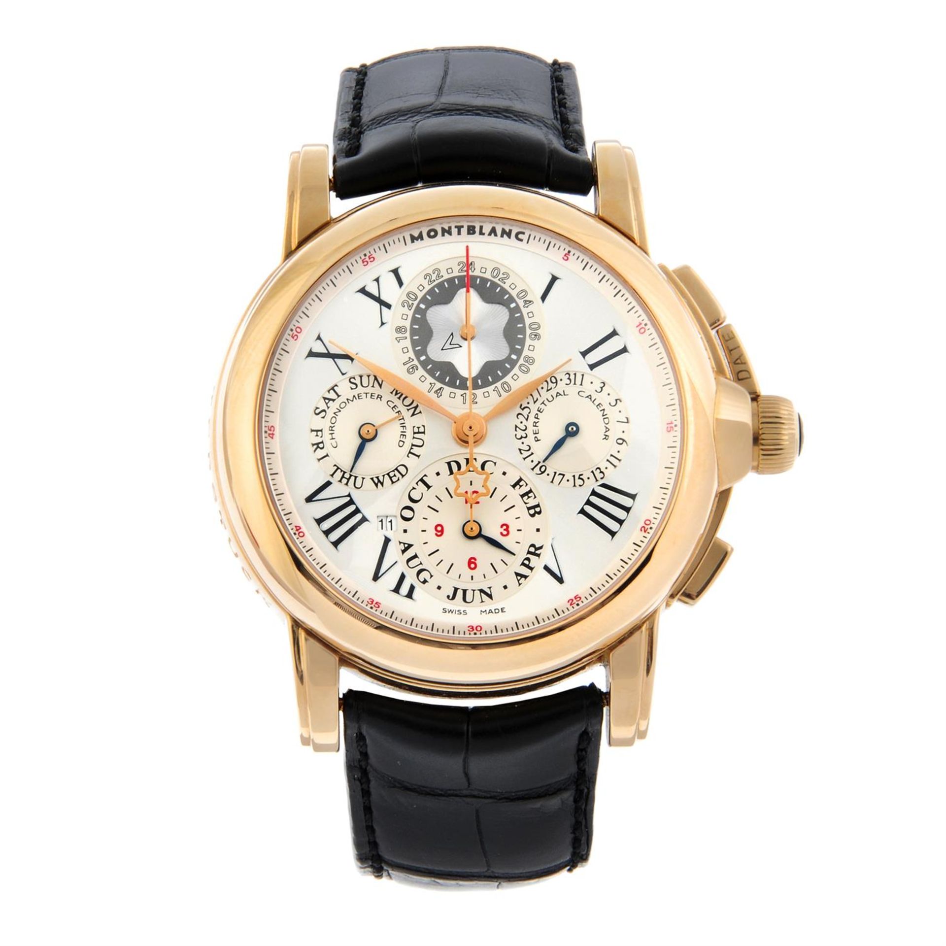 MONTBLANC - a limited edition 100th Anniversary 18ct rose gold Star Chronograph GMT 1906 wrist