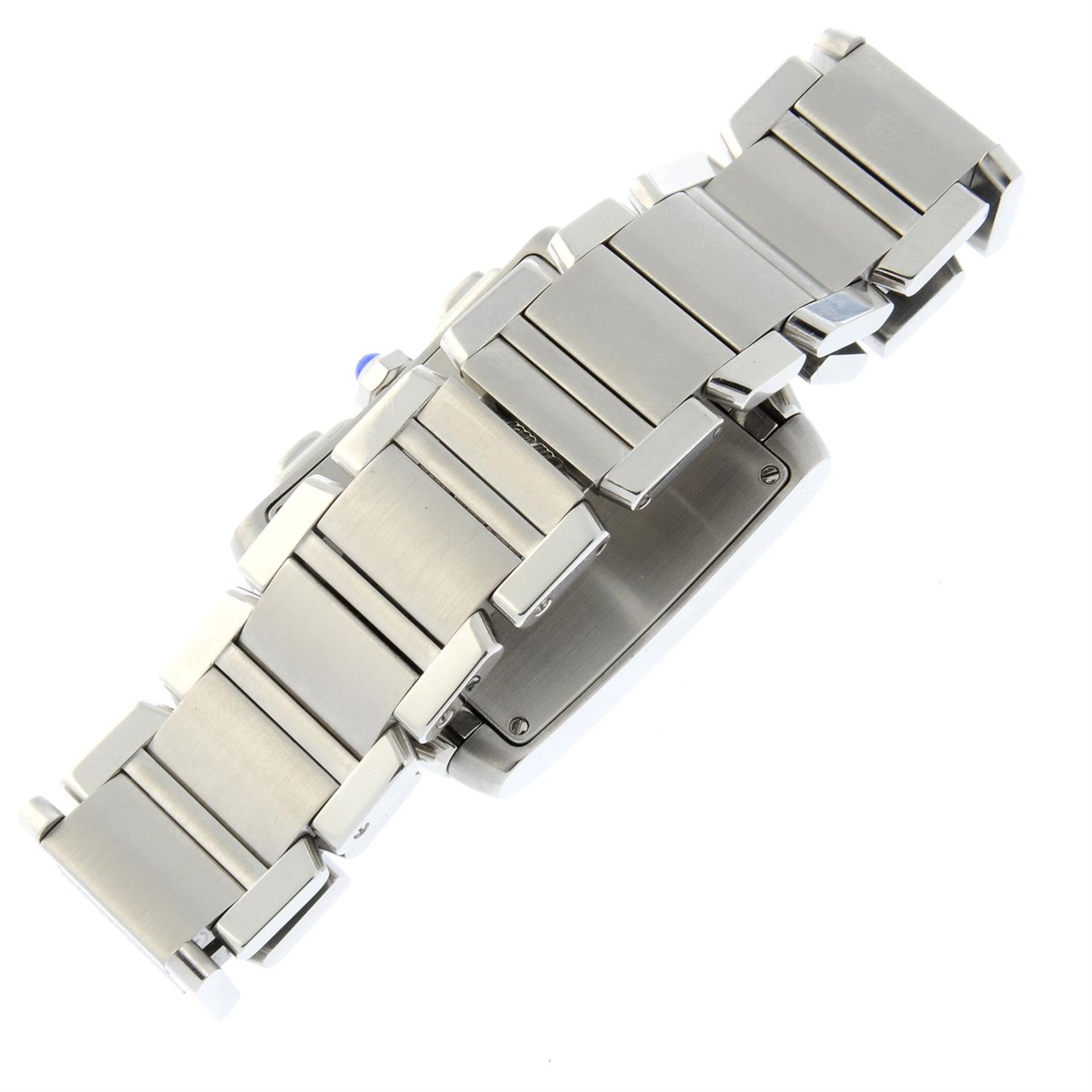 CARTIER - a stainless steel Tank Française chronograph bracelet watch, 28mm x 28mm. - Image 2 of 6