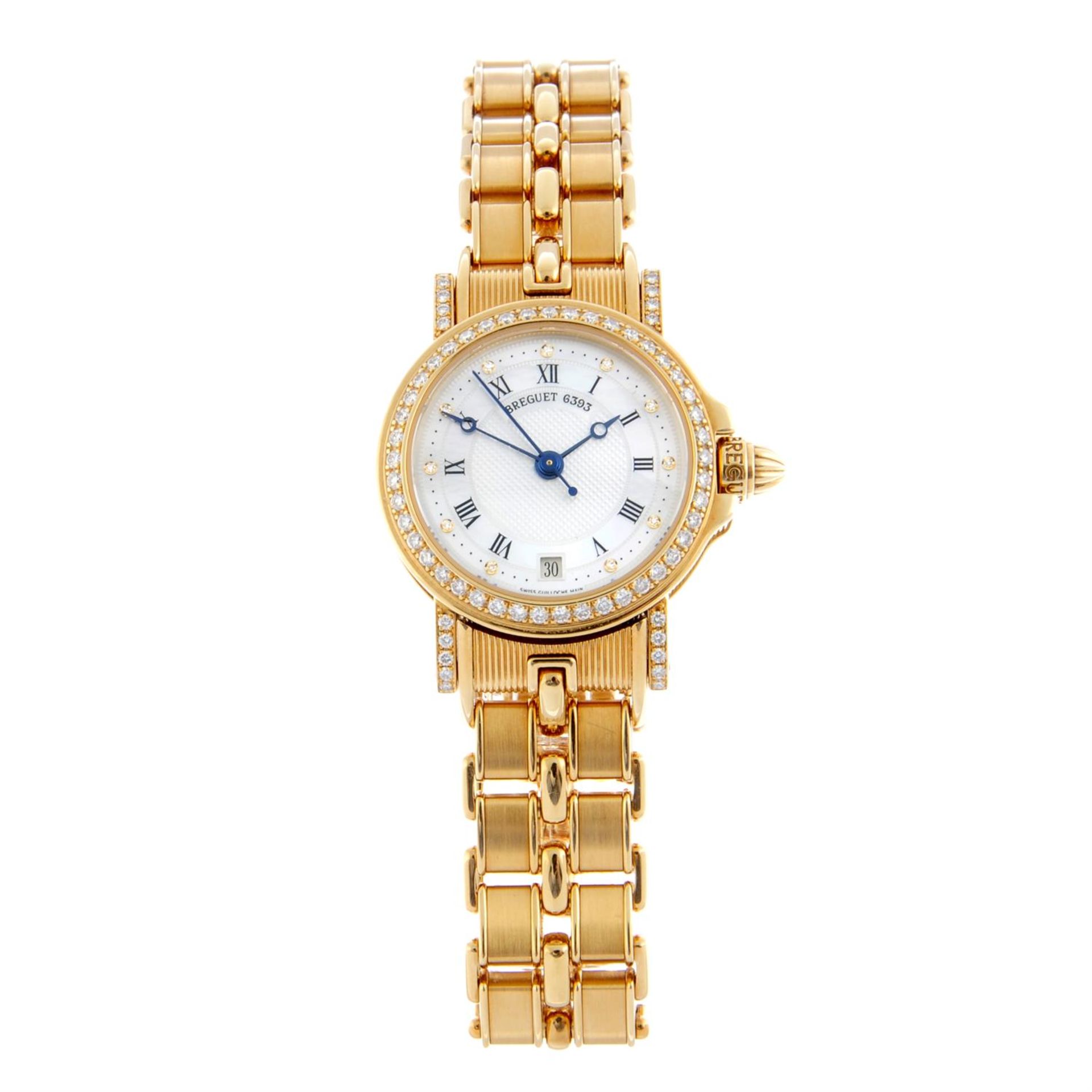 BREGUET - a diamond set 18ct yellow gold Horloger De La Marine bracelet watch, 26mm.