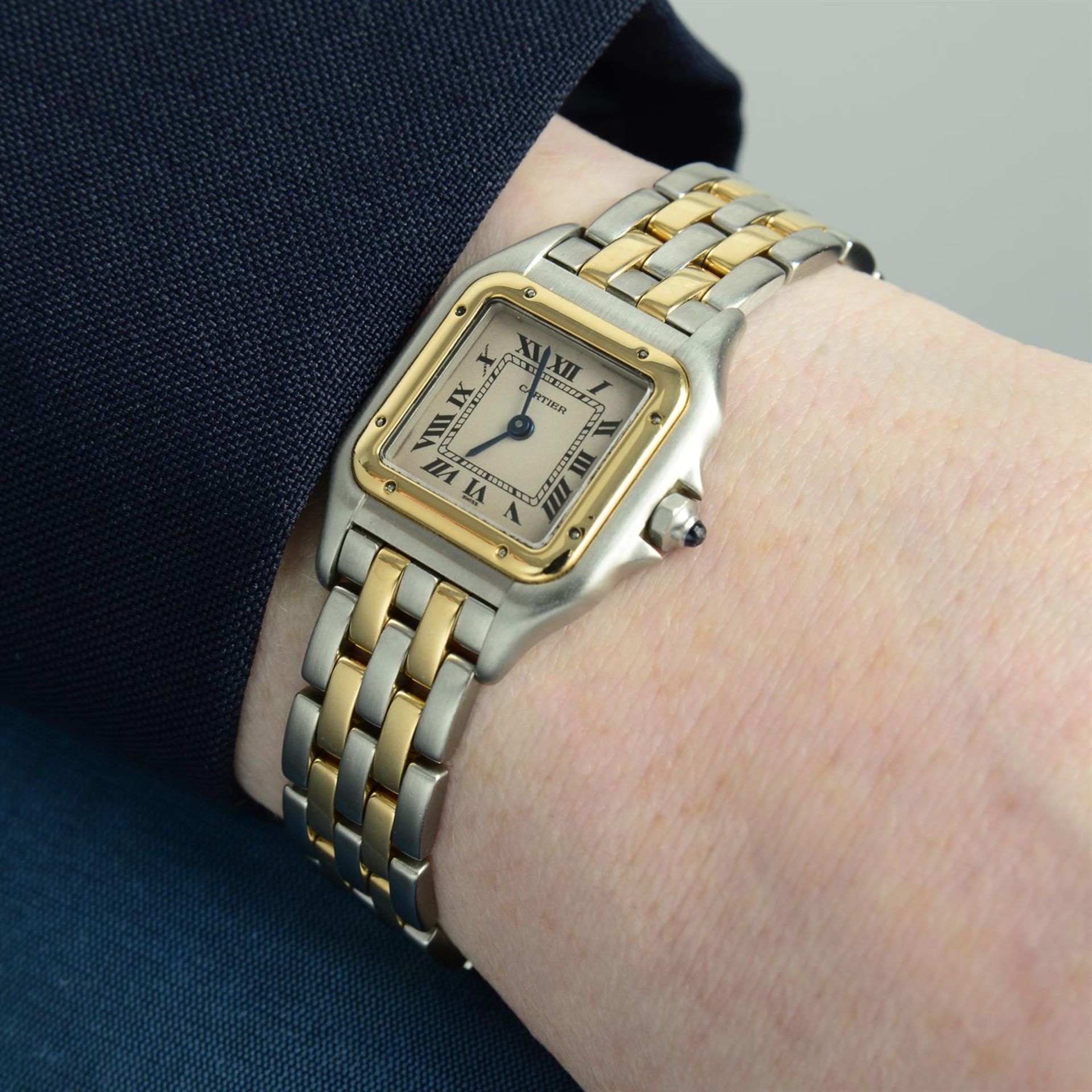 CARTIER - a bi-metal Panthere bracelet watch, 21mm. - Image 5 of 5