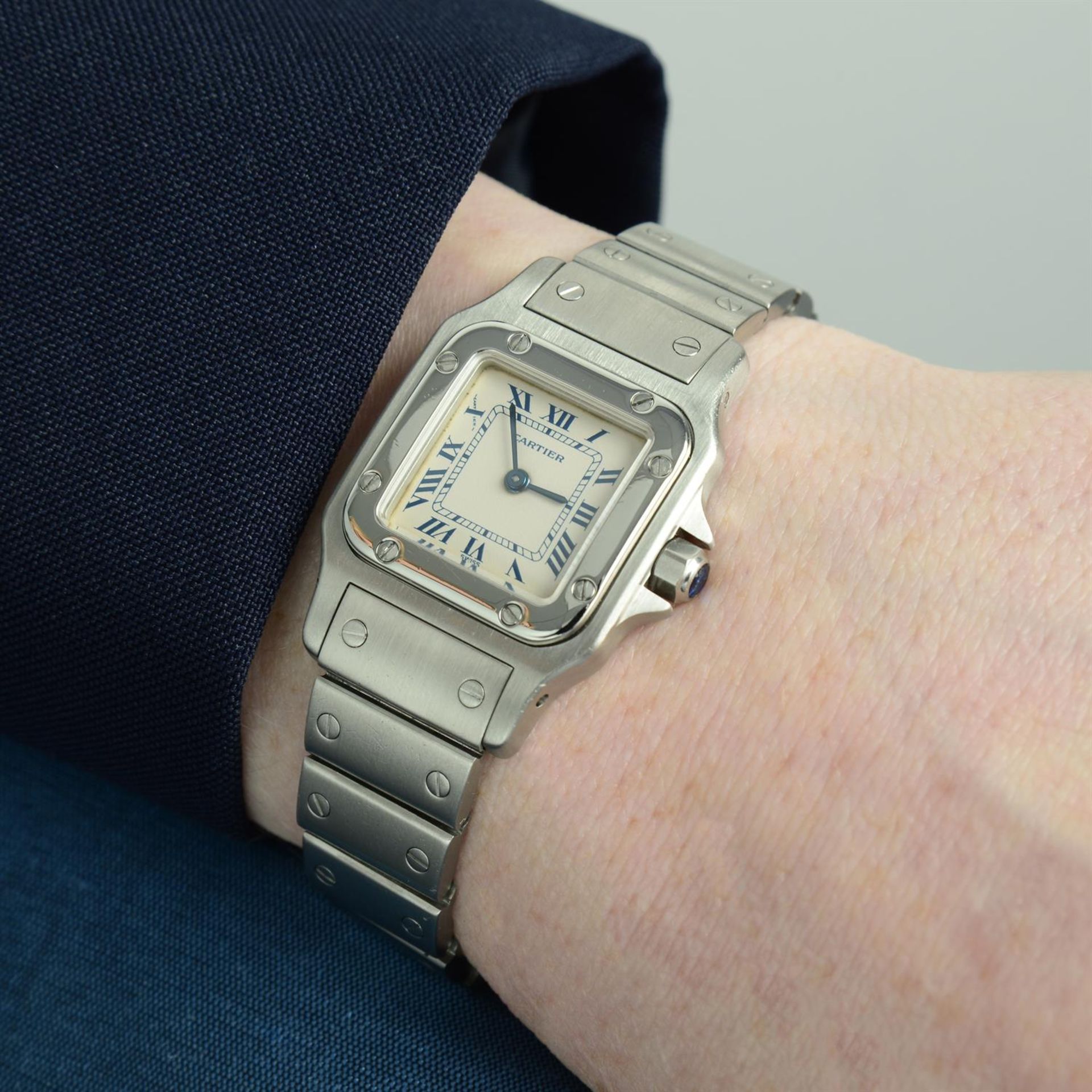 CARTIER - a stainless steel Santos bracelet watch, 24mm. - Image 5 of 6