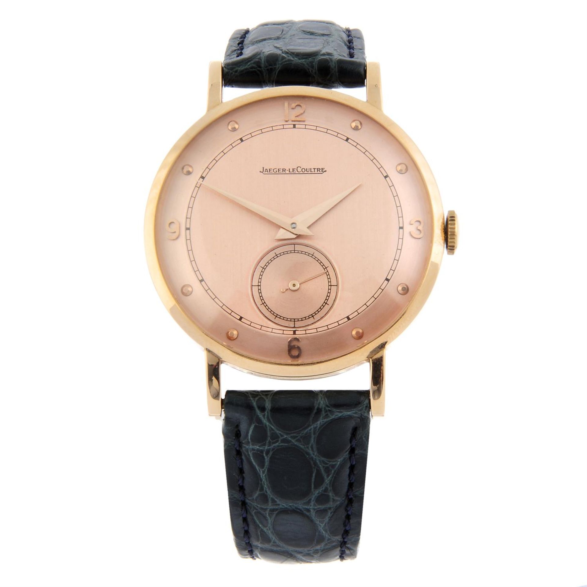 JAEGER-LECOULTRE - a rose metal wrist watch, 35mm.