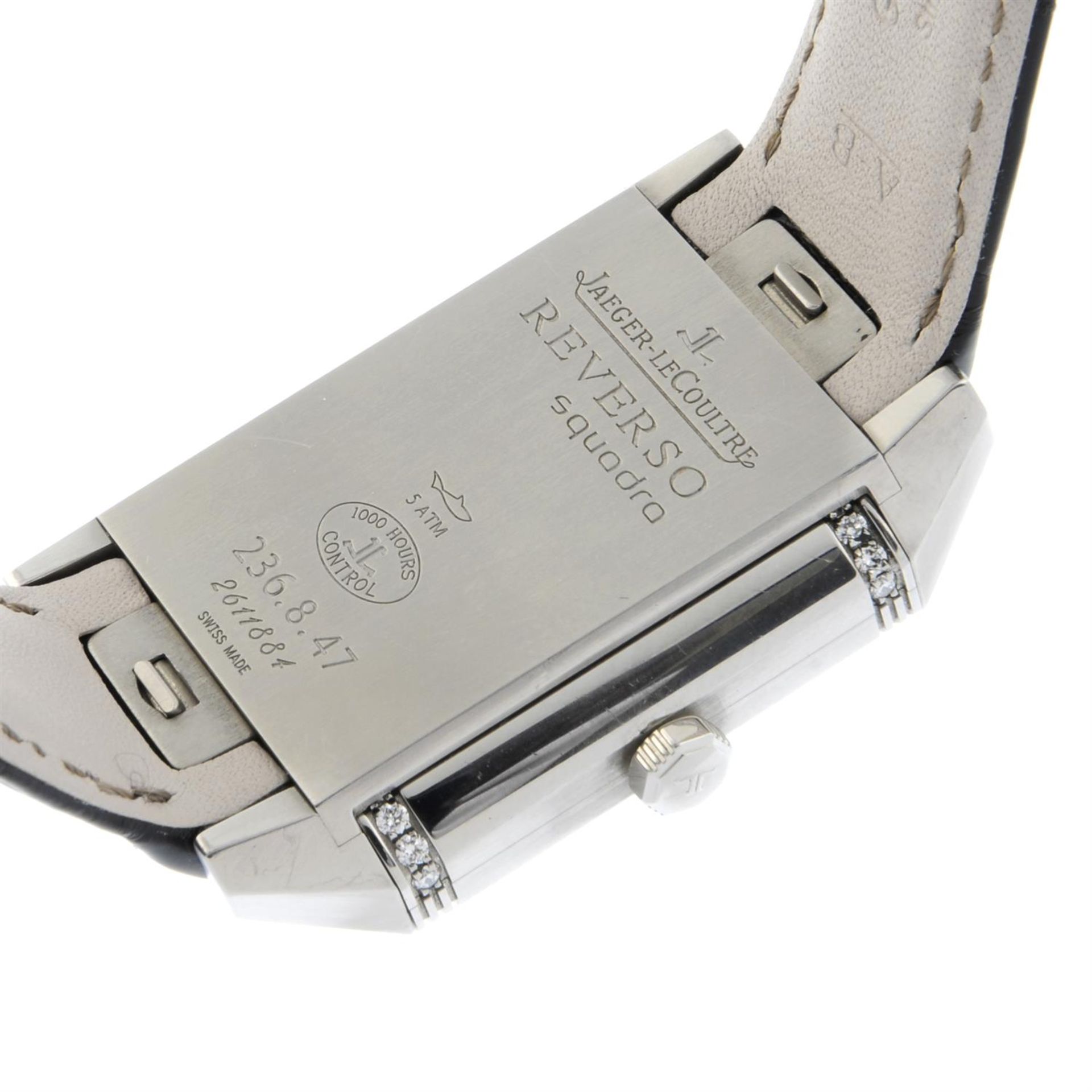JAEGER-LECOULTRE - a factory diamond set stainless steel Reverso Squadra wrist watch, 31x35mm. - Image 5 of 6