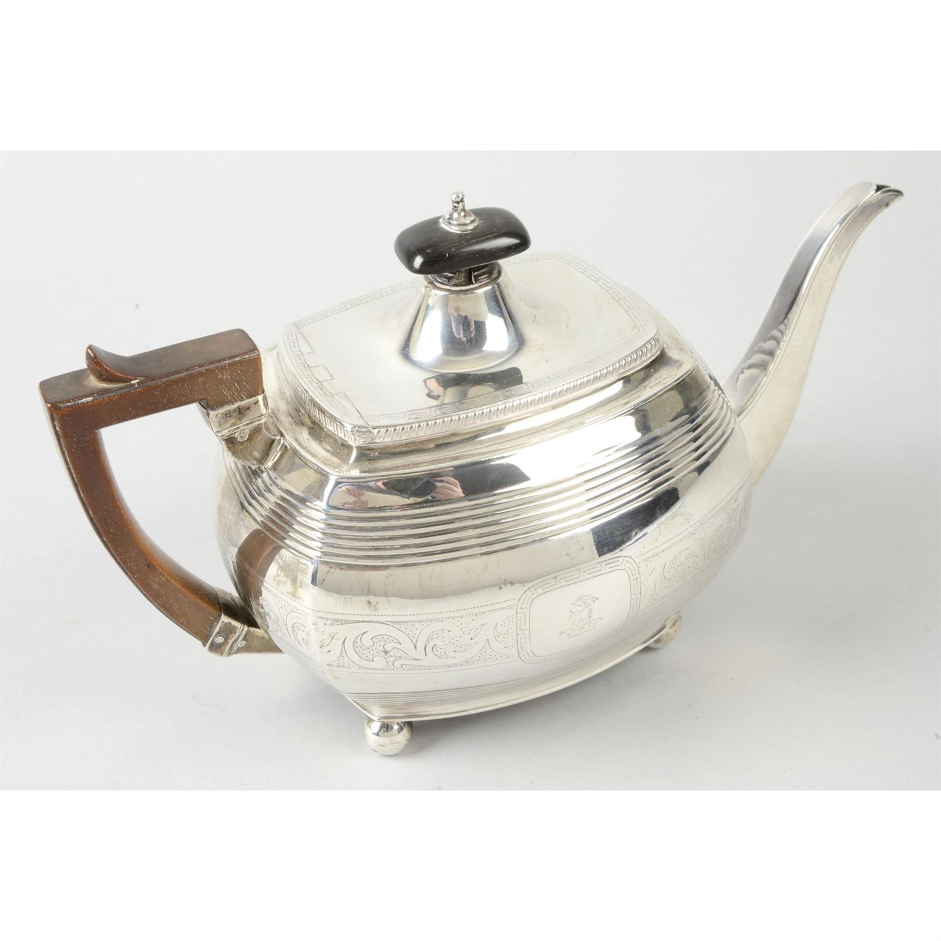 A George III silver teapot. - Image 2 of 3