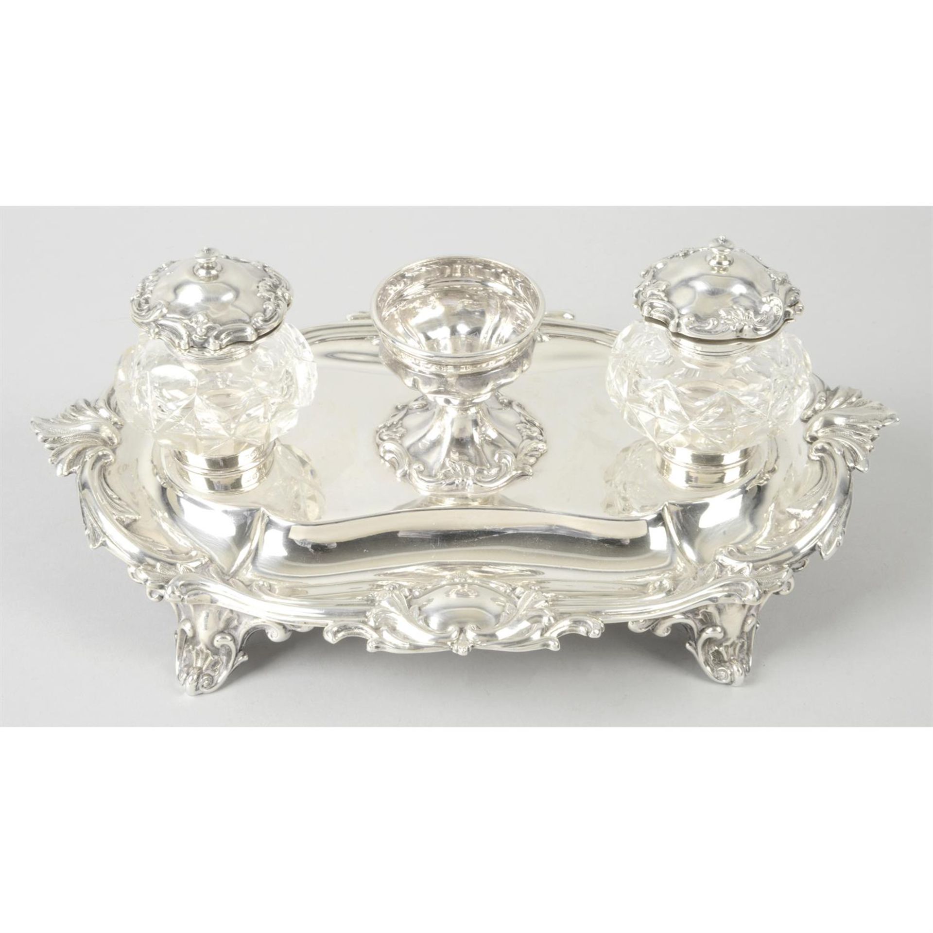 A mid-Victorian silver inkstand.