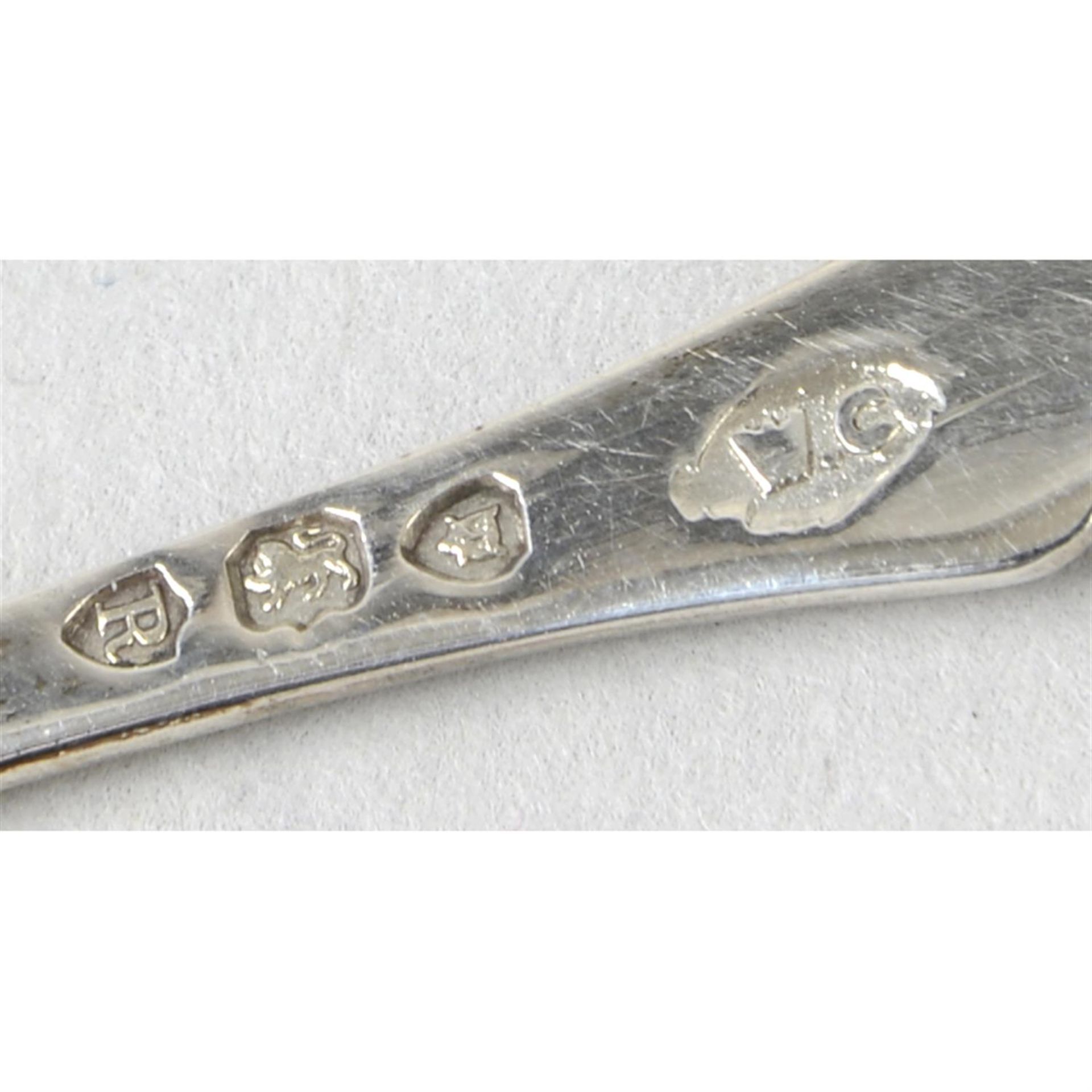 A cased set of late Victorian silver open salts with spoons; together with a further set of four - Image 3 of 5