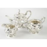 An early Victorian silver three piece tea service.