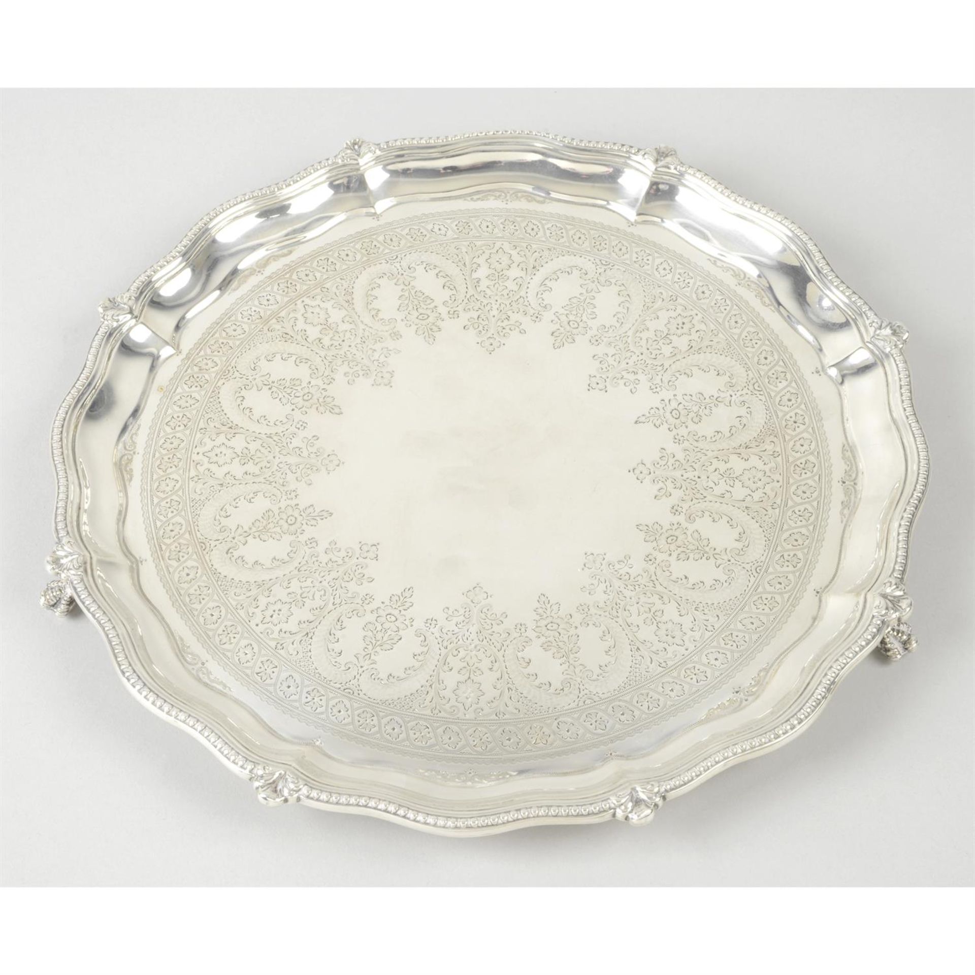 A Victorian silver salver.