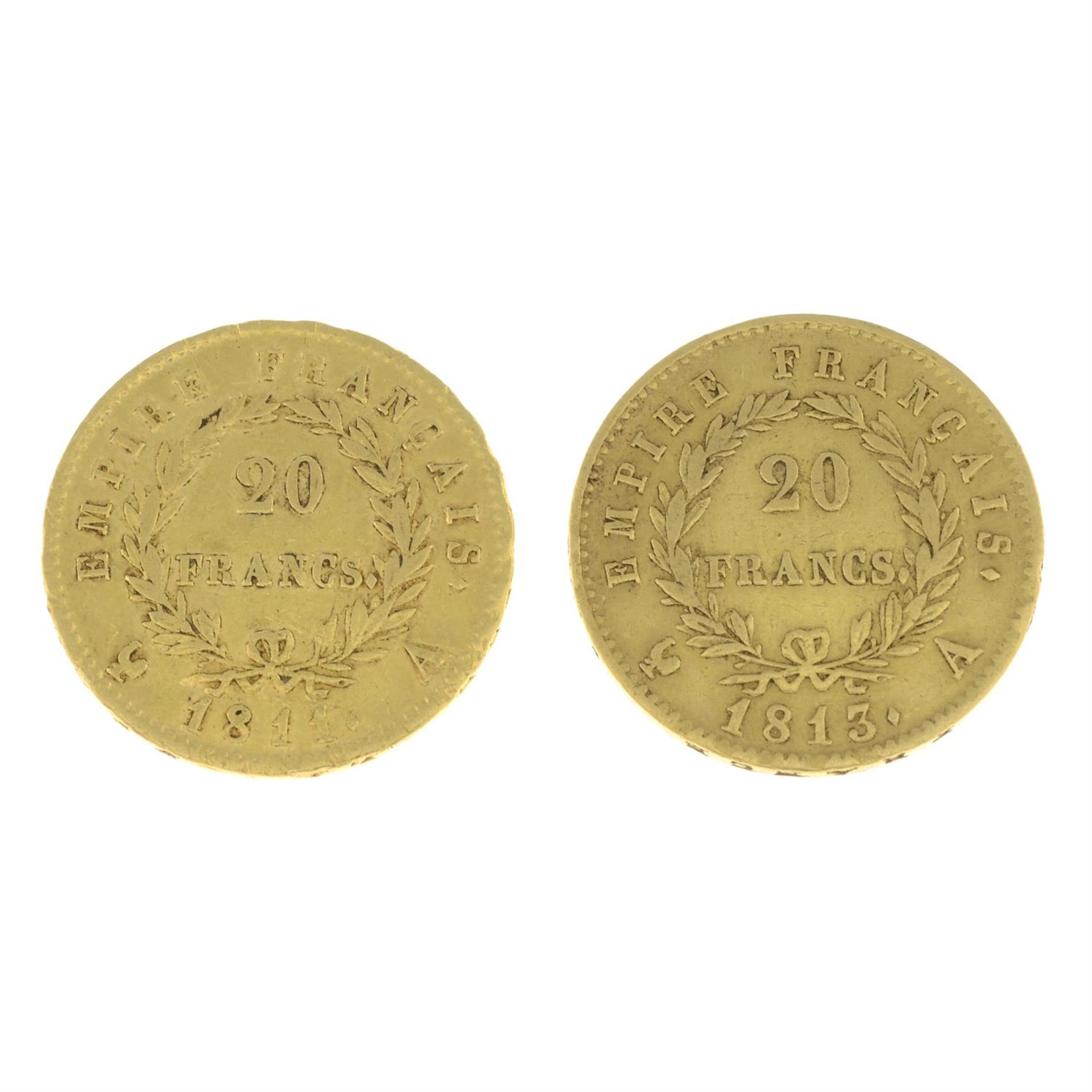 France, Napoleon, gold 20-Francs (2). - Image 2 of 2