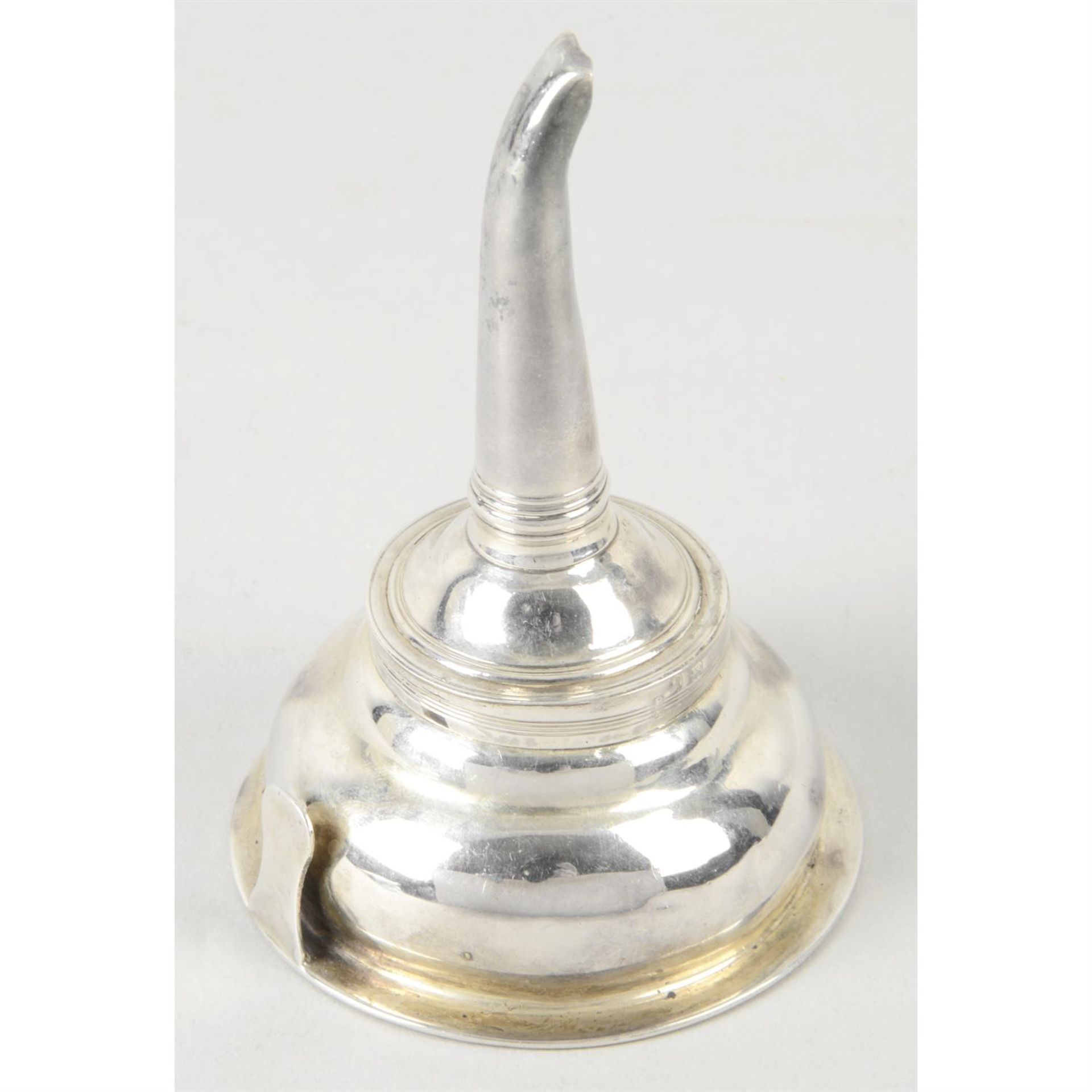 A George III silver wine funnel.