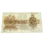 Bank of England, Warren Fisher, One Pound (1923).