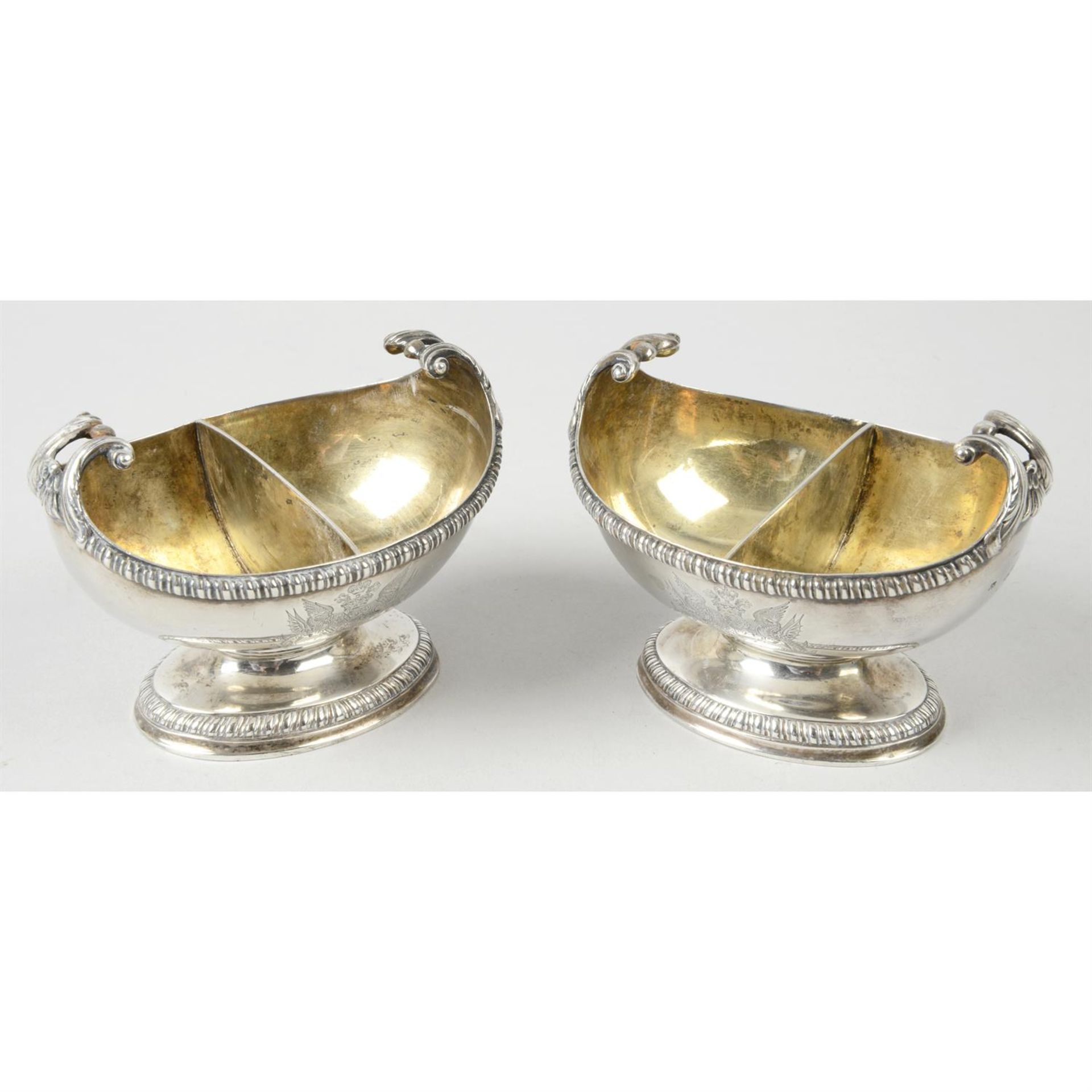 A pair of late Victorian silver pedestal salts.