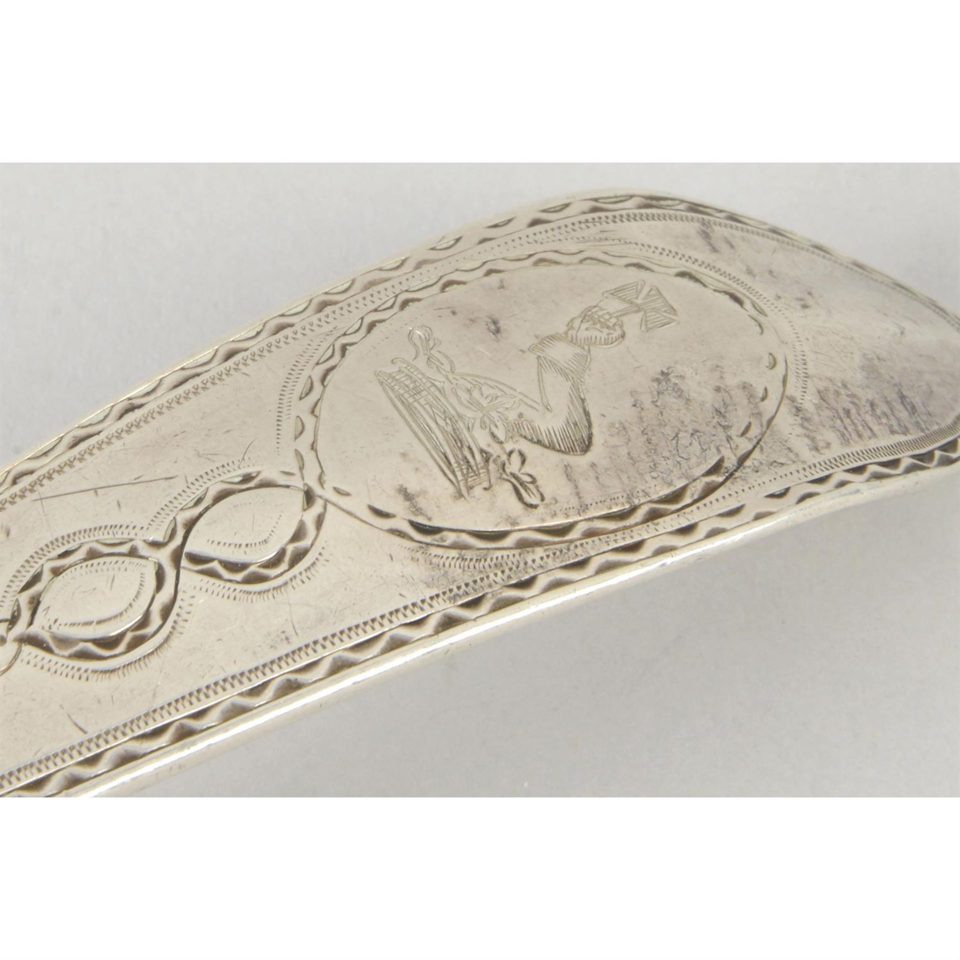 A George III Irish silver soup ladle with shell bowl. - Image 2 of 3