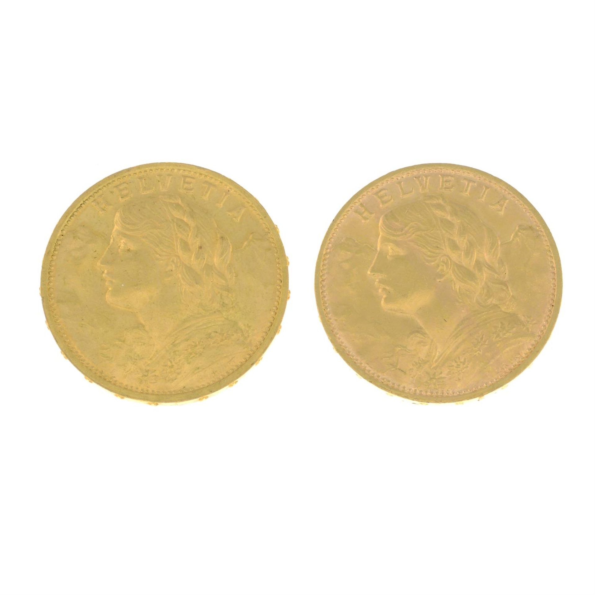 Switzerland, gold 20-Francs (2).
