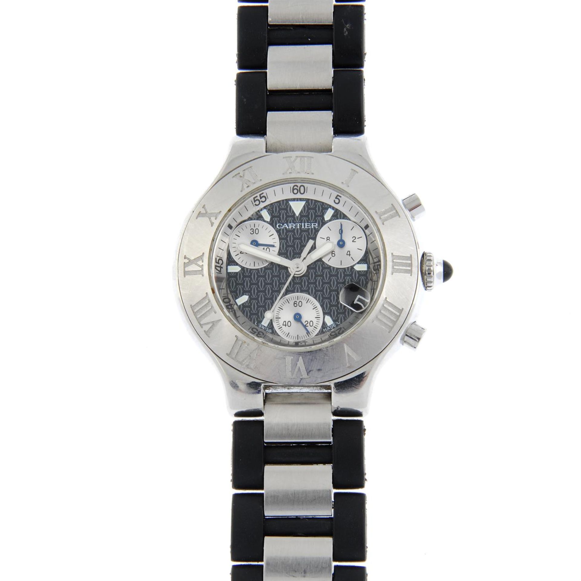 CARTIER - a bi-material Chronoscaph 21 chronograph bracelet watch, 38mm.