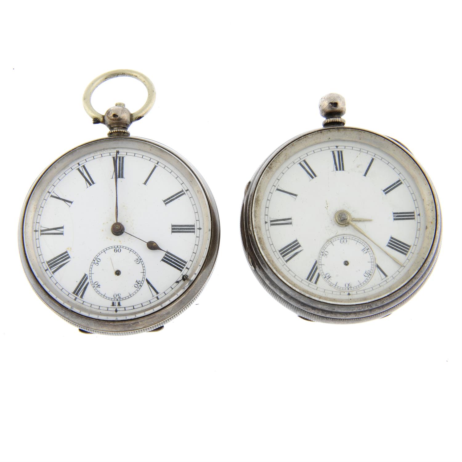 A silver open face pocket watch by W. Maxwell (50mm) with a silver pocket watch.