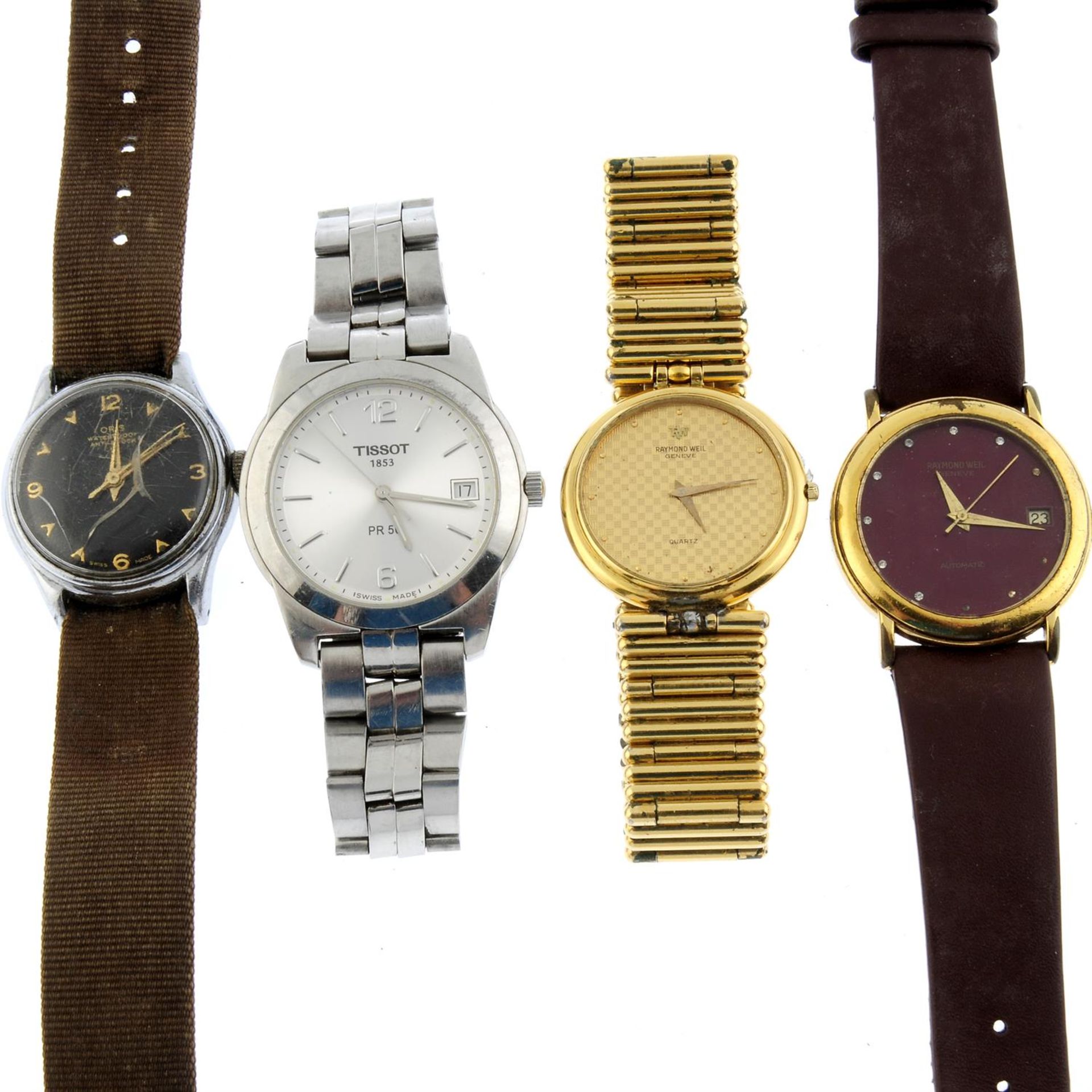 A group of four assorted watches, to include two examples by Raymond Weil & an example by Oris and