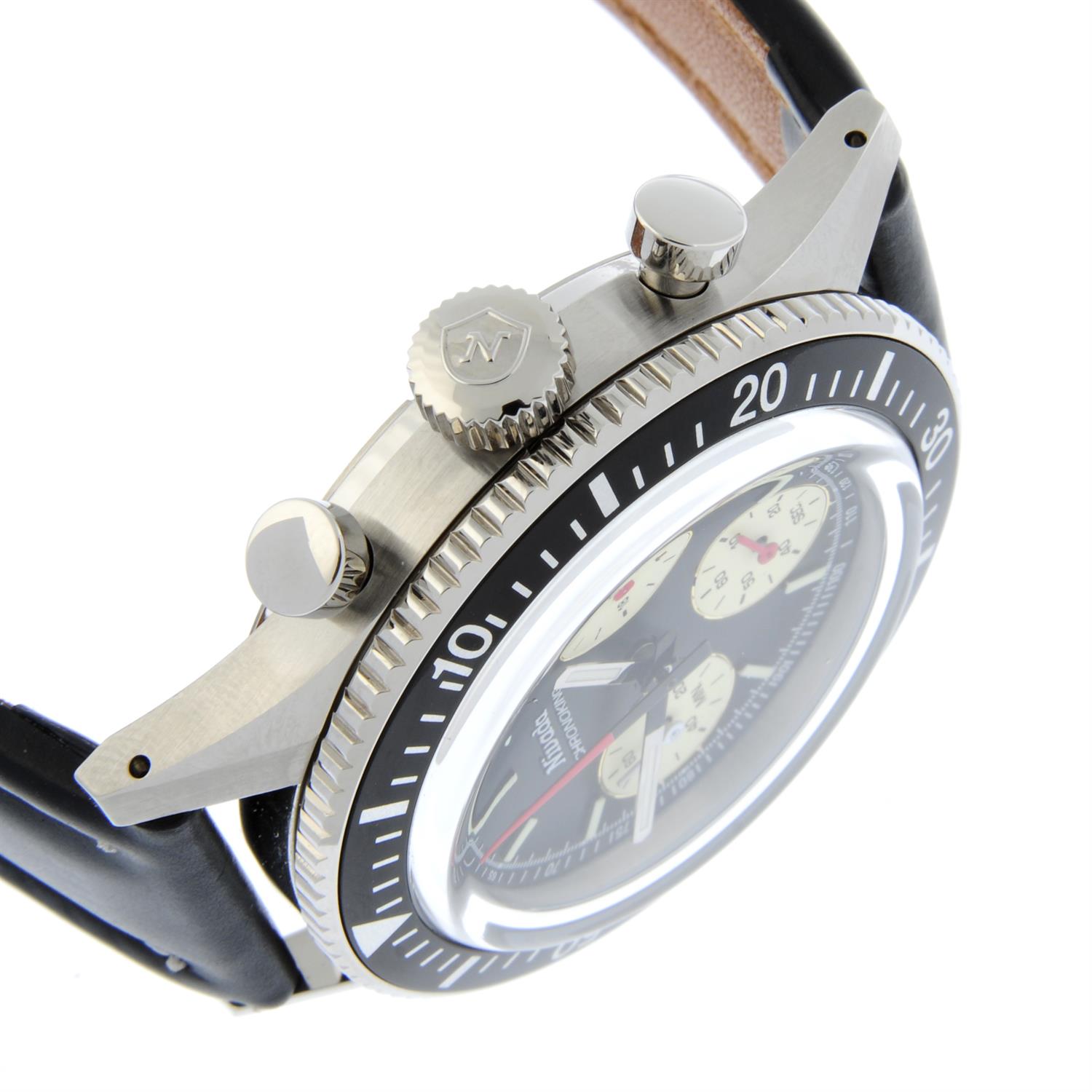 NIVADA - a limited edition stainless steel Grenchen Chronoking Mecaquartz wrist watch, 39mm. - Image 3 of 4