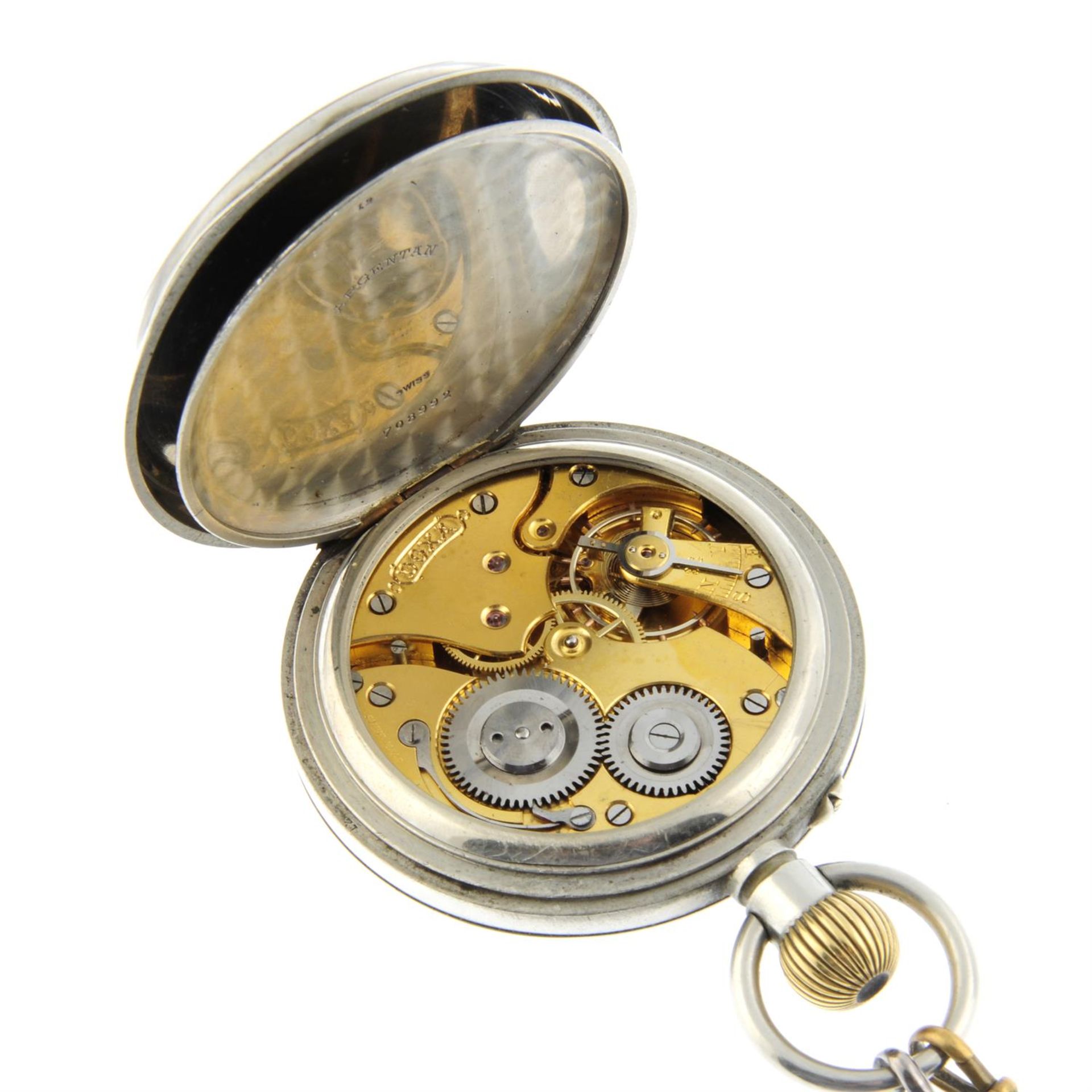 A silver plated open face 'Goliath' pocket watch by Doxa, 65mm. - Image 3 of 3