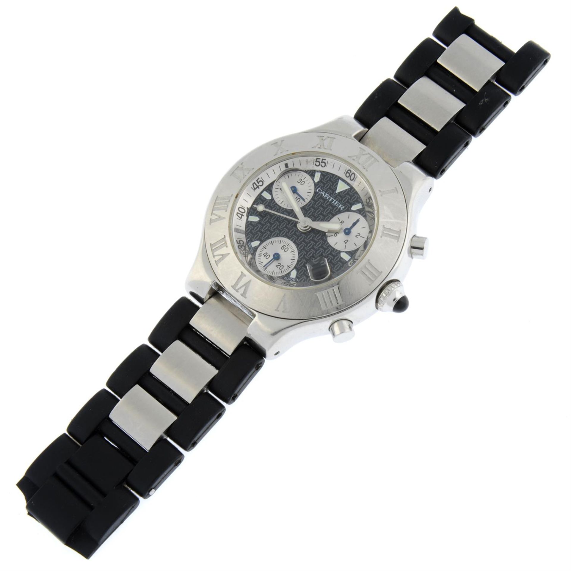 CARTIER - a bi-material Chronoscaph 21 chronograph bracelet watch, 38mm. - Image 2 of 3