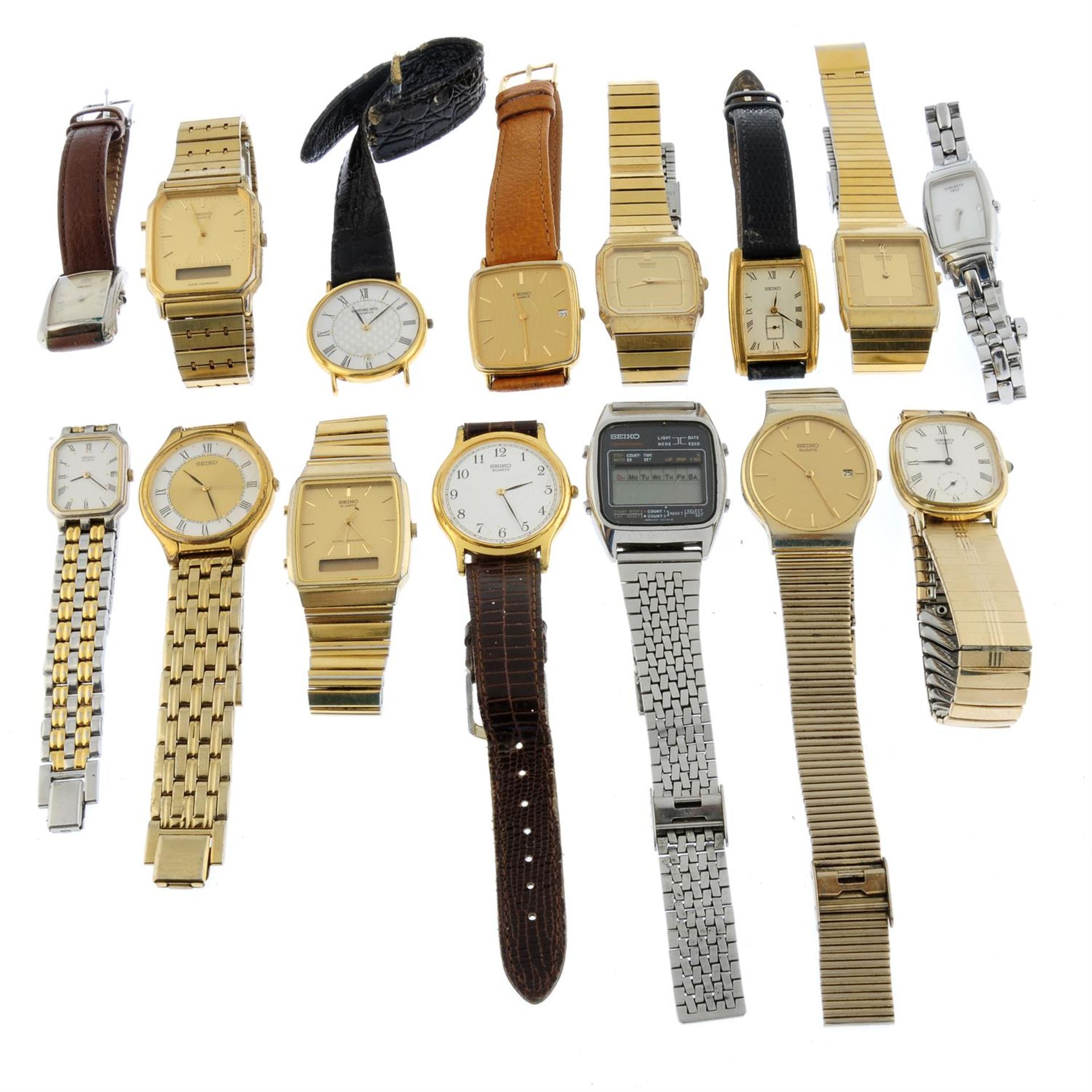 A group of fifteen assorted watches, to include thirteen examples by Seiko