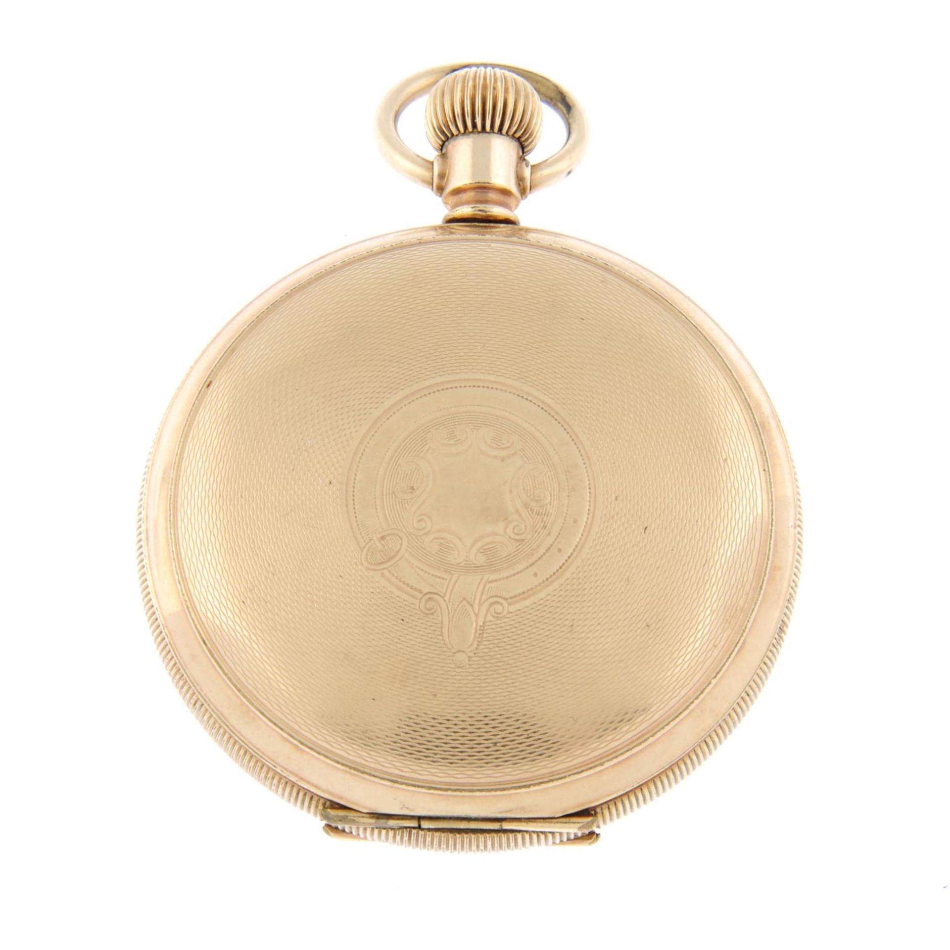 A gold plated full hunter pocket watch by Elgin, 50mm. - Image 2 of 4