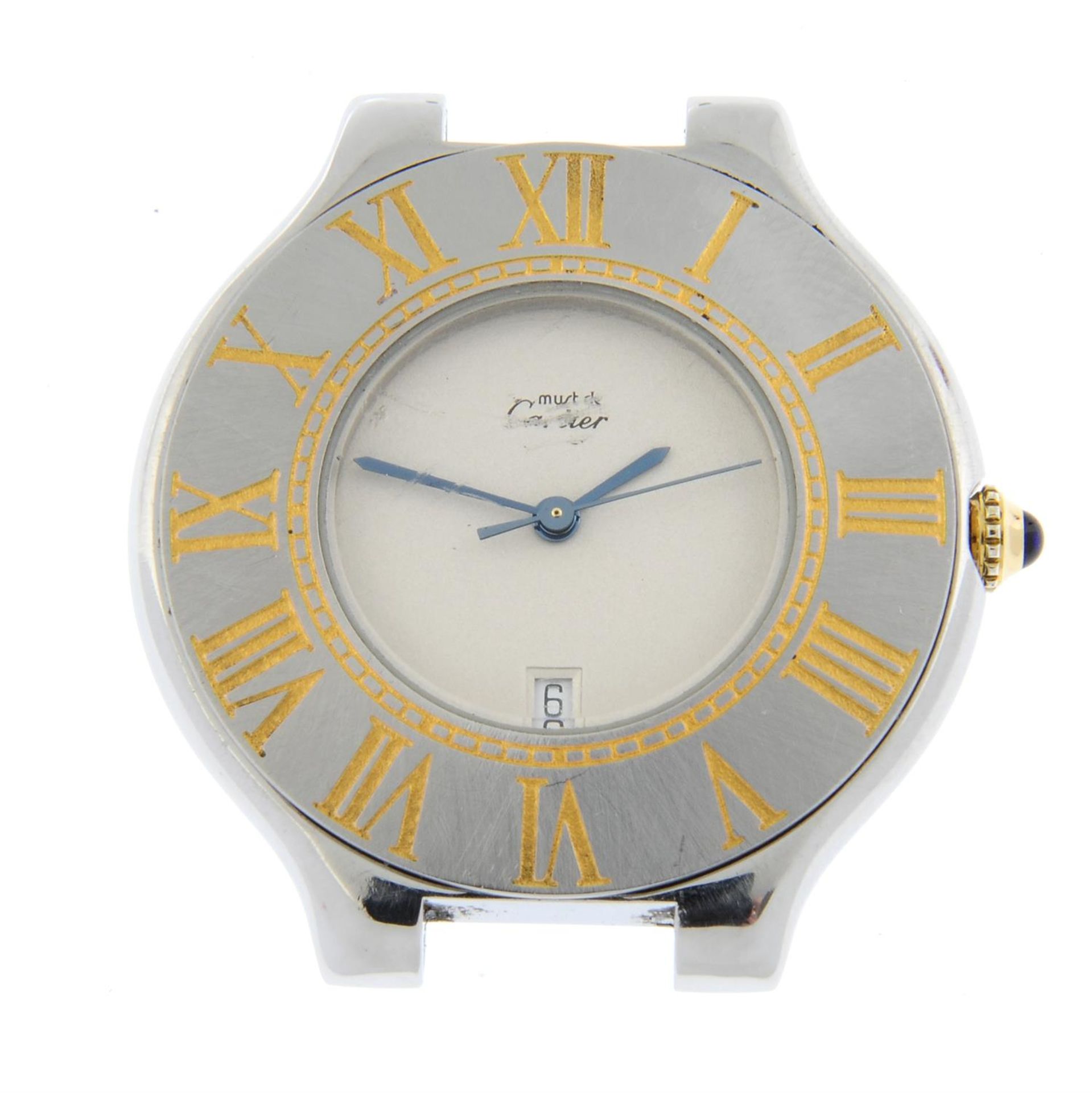 CARTIER - a stainless steel Must de Cartier 21 watch head, 35mm.