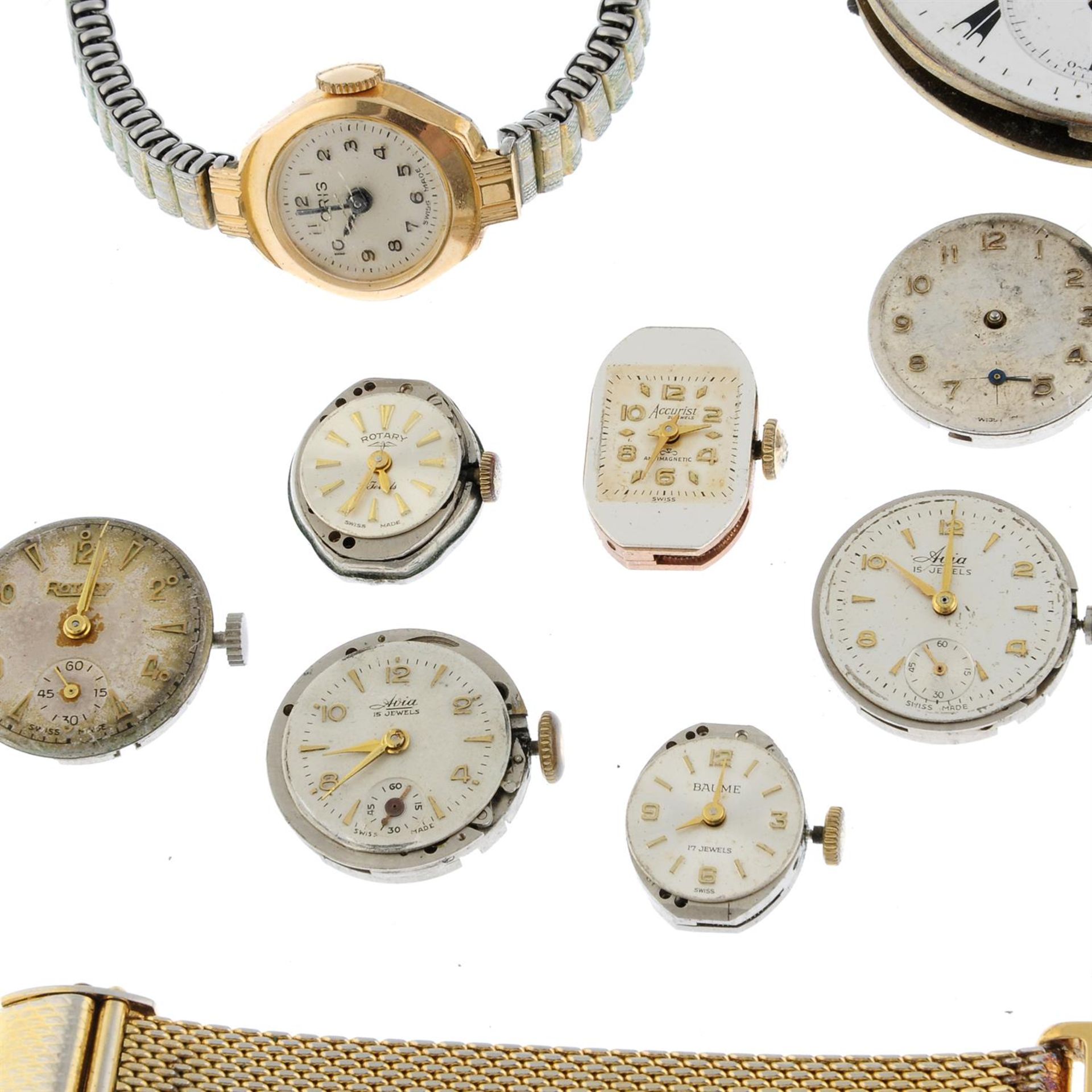 A group of seven assorted watches with pocket watch and watch movements. - Image 3 of 4