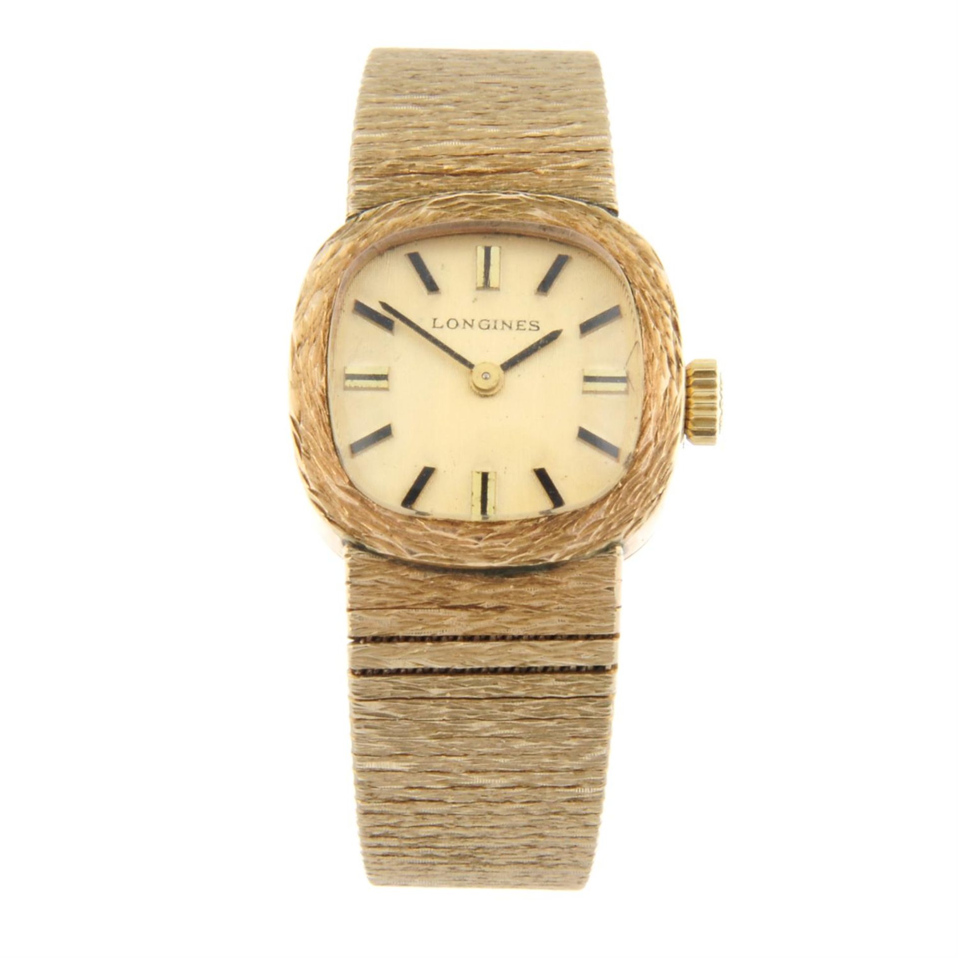 LONGINES - a 9ct yellow gold bracelet watch, 20x20mm.