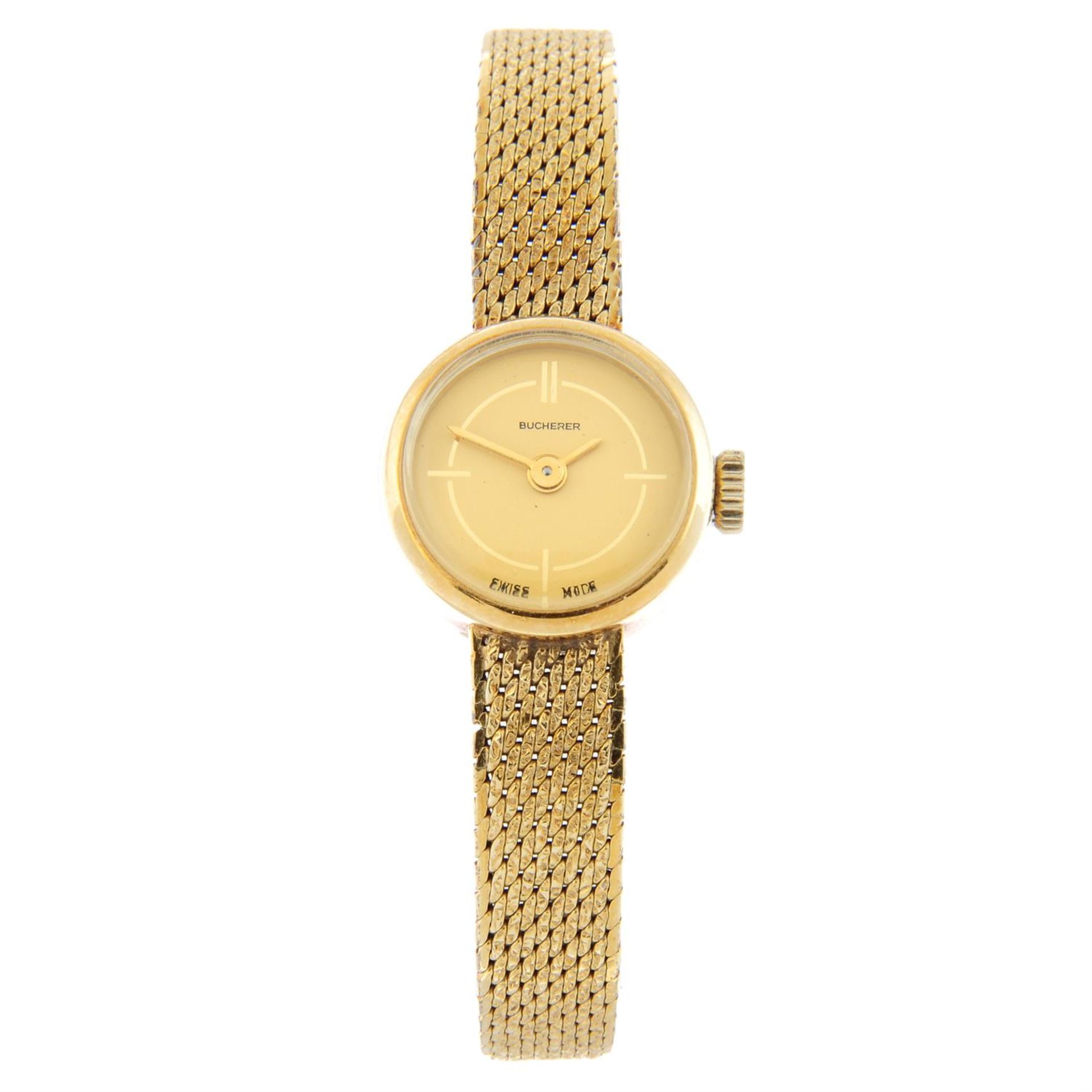 BUCHERER - a yellow metal bracelet watch, 15mm.