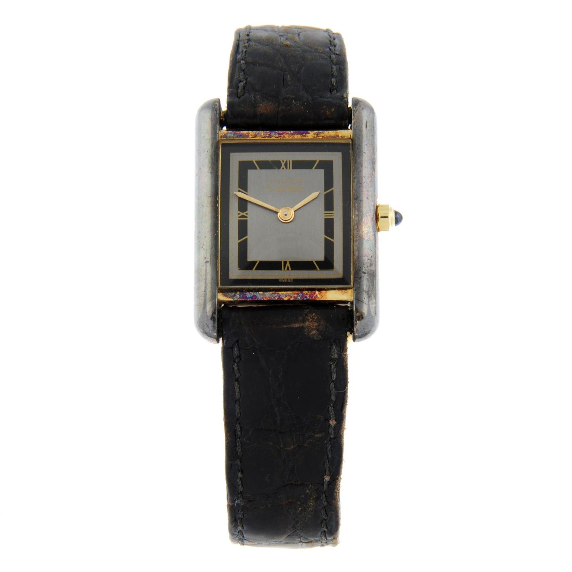 CARTIER - a gold plated silver Must De Cartier wrist watch, 20mm.