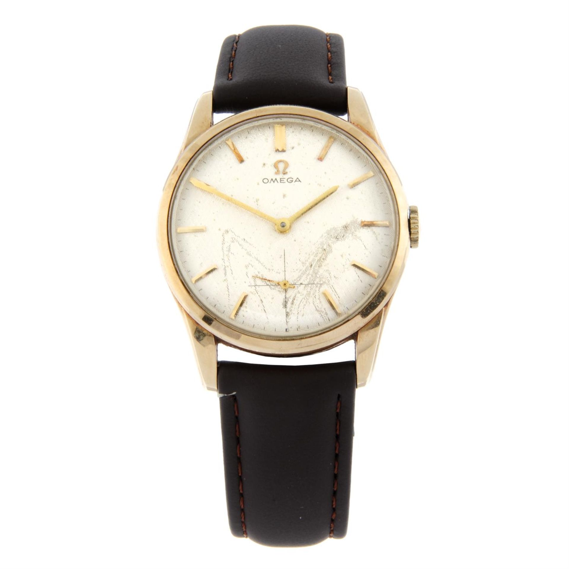 OMEGA - a 9ct yellow gold wrist watch, 34mm.