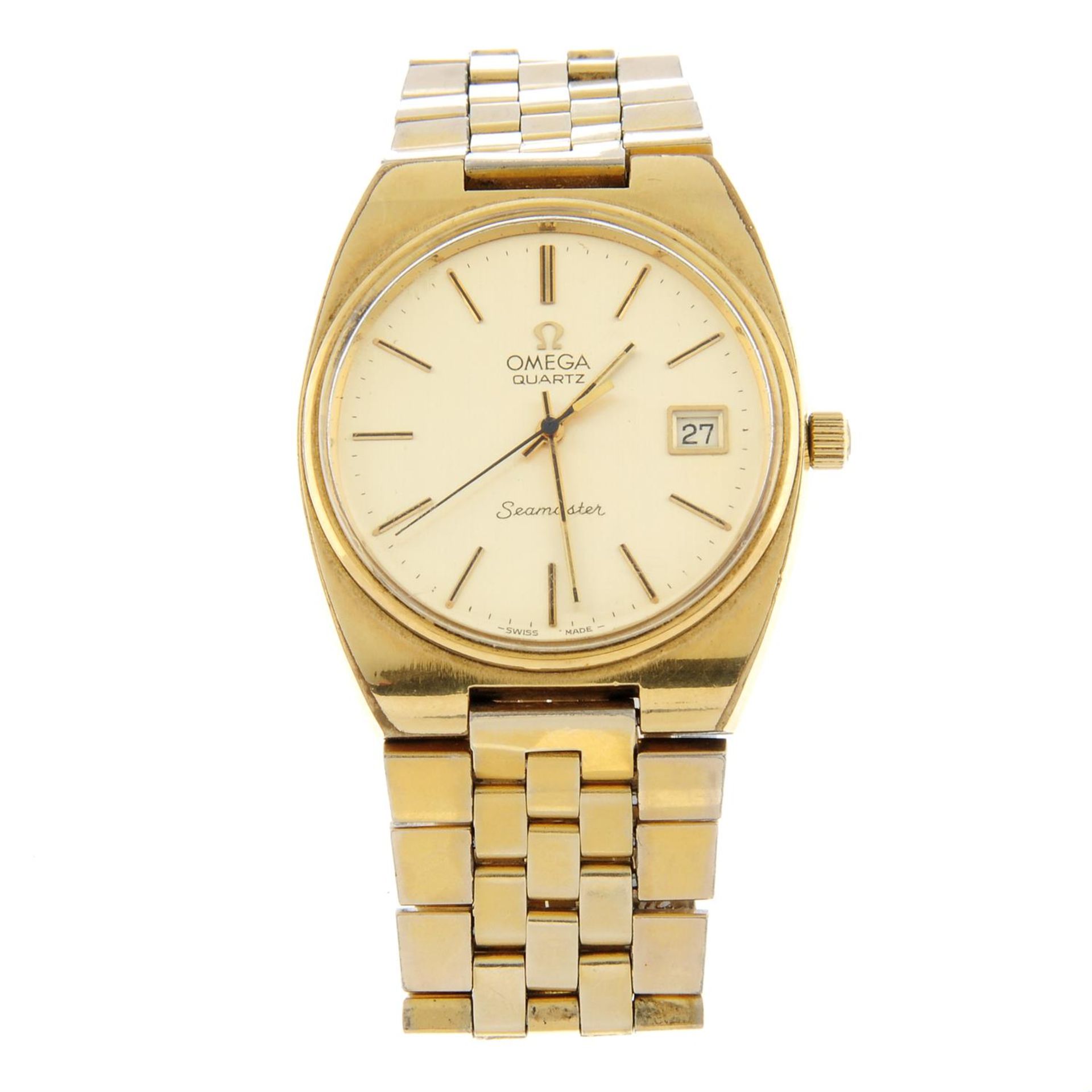 OMEGA - a gold plated Seamaster bracelet watch, 34mm.