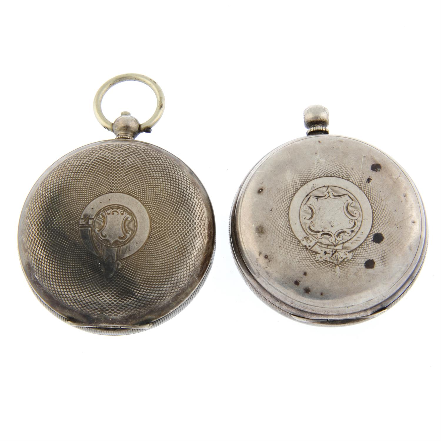 A silver open face pocket watch by W. Maxwell (50mm) with a silver pocket watch. - Image 2 of 2